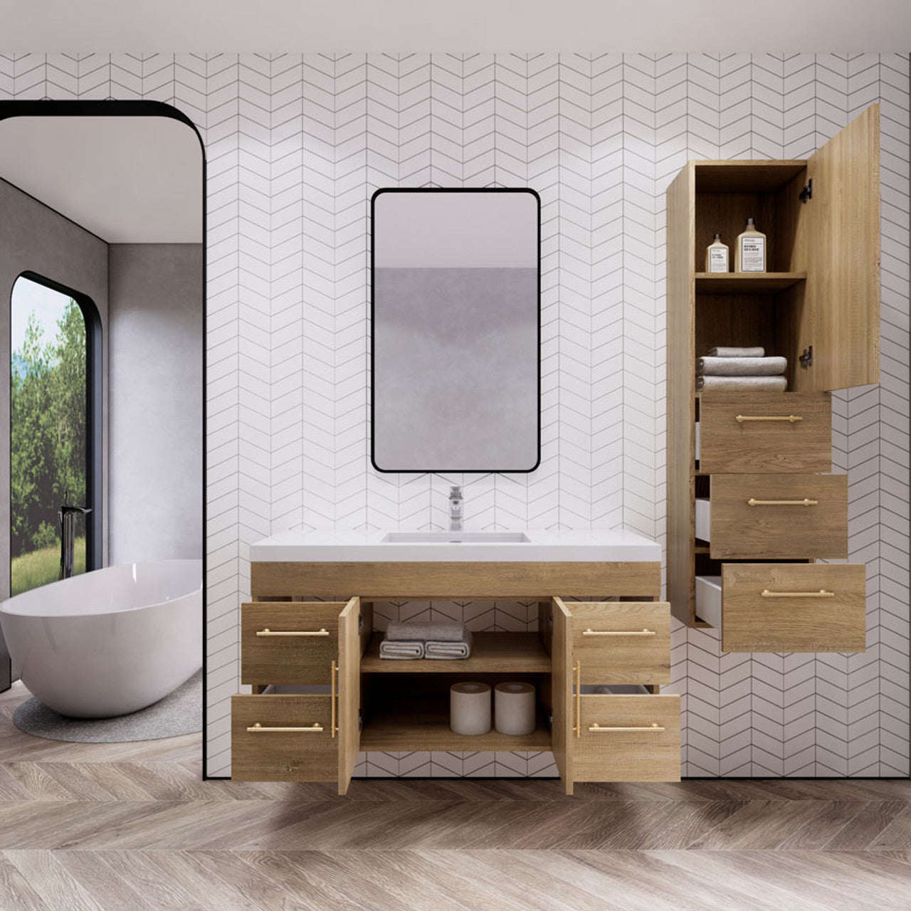 Eliza 48'' Wall Mounting Vanity With Single Sink Vanity Plus - Luxury Bathroom Vanity