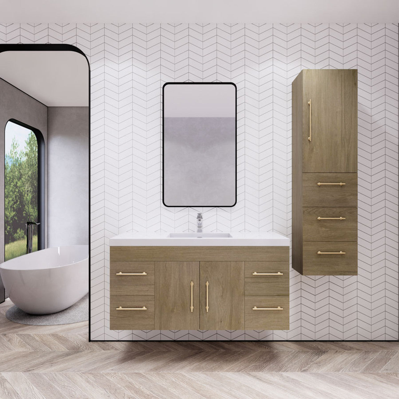 Eliza 48'' Wall Mounting Vanity With Single Sink Vanity Plus - Luxury Bathroom Vanity