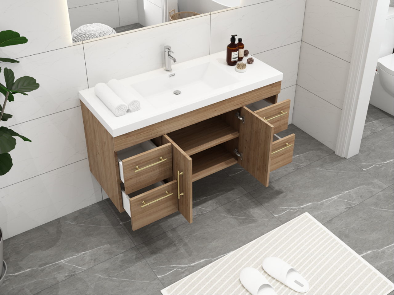 Eliza 48'' Wall Mounting Vanity With Single Sink - Luxury Bathroom Vanity