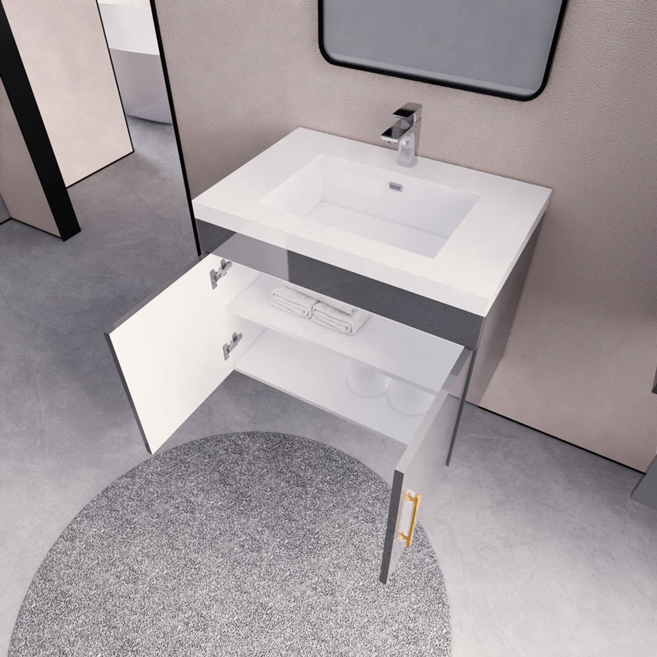 Eliza 30'' Wall Mount Bathroom Vanity with Single Sink - Luxury Bathroom Vanity