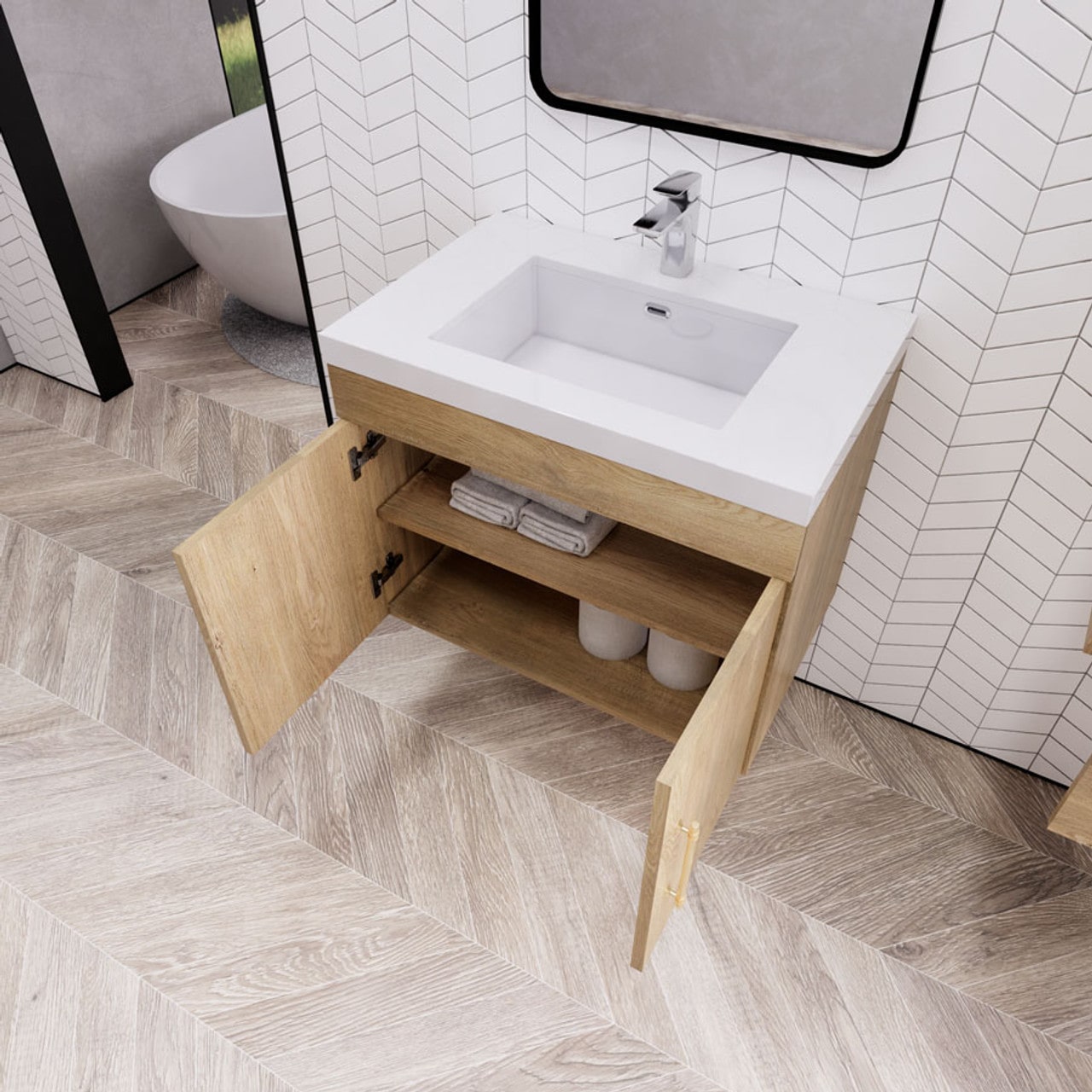 Eliza 30'' Wall Mount Bathroom Vanity with Single Sink - Luxury Bathroom Vanity