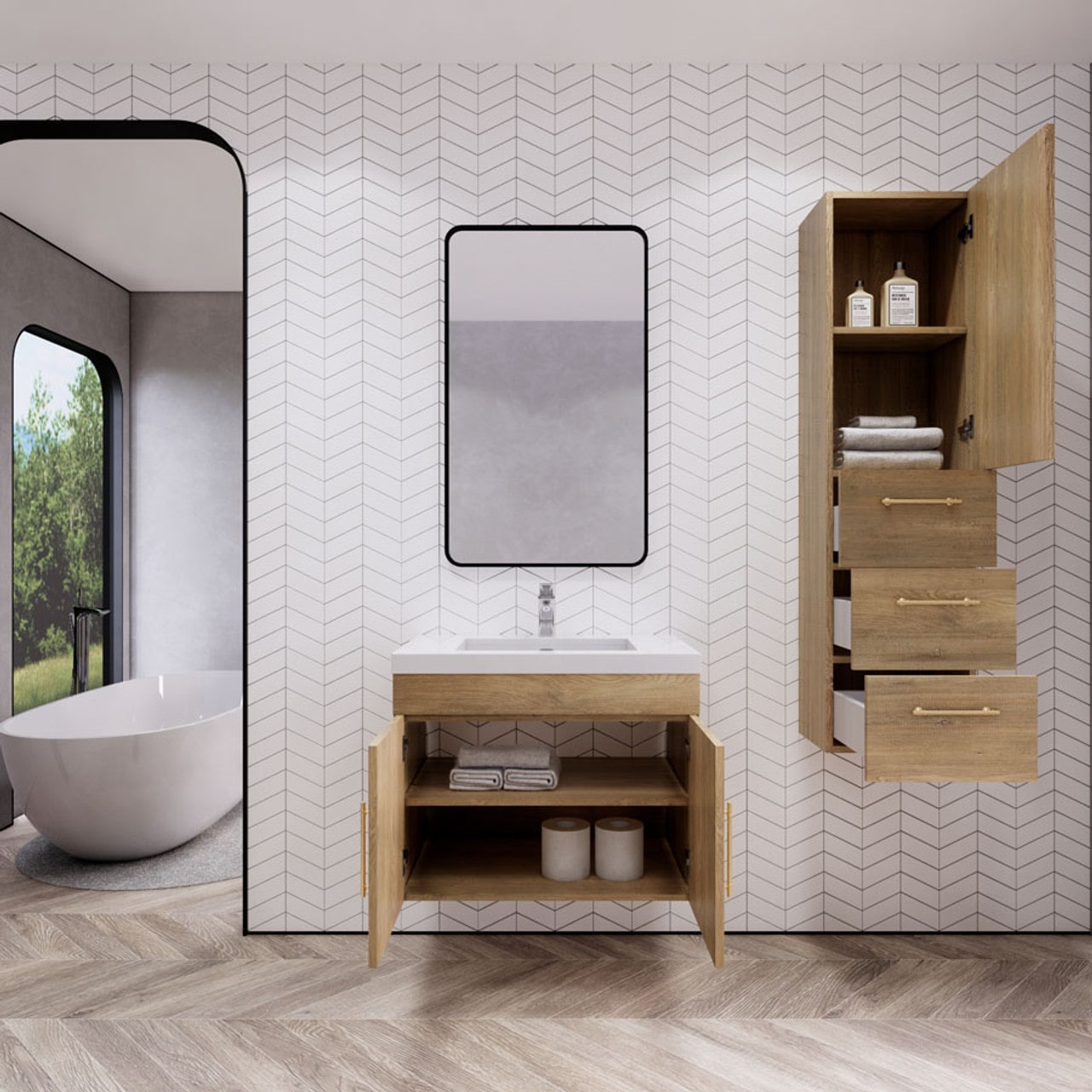 Eliza 30'' Wall Mount Bathroom Vanity with Single Sink - Luxury Bathroom Vanity
