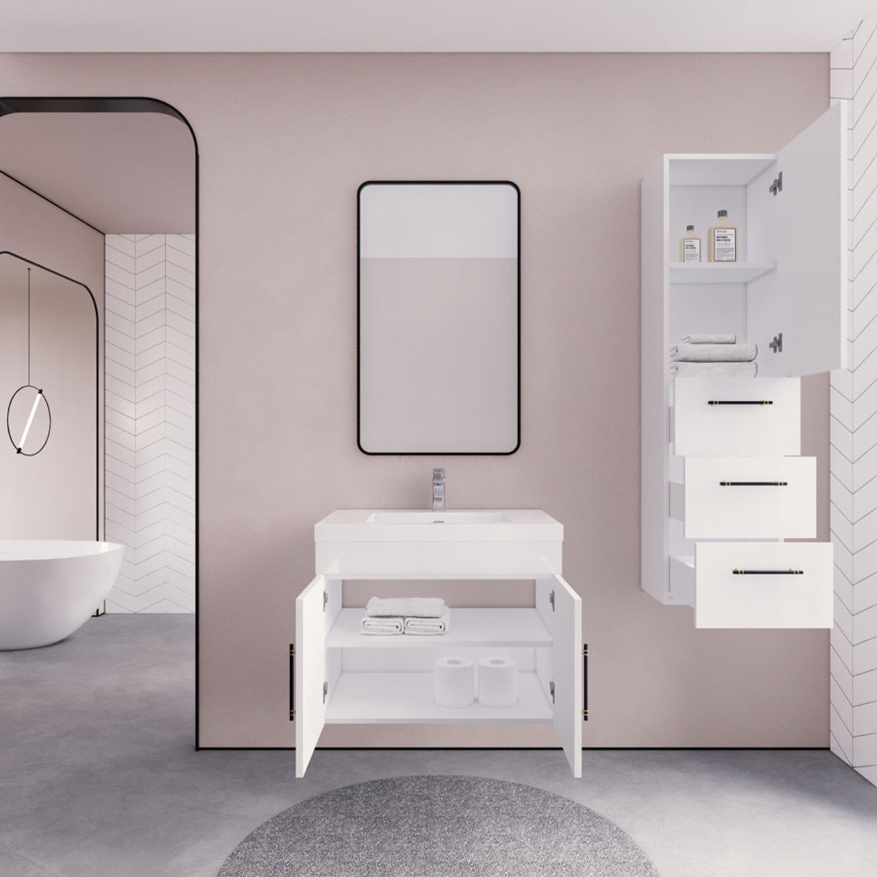 Eliza 30'' Wall Mount Bathroom Vanity with Single Sink - Luxury Bathroom Vanity