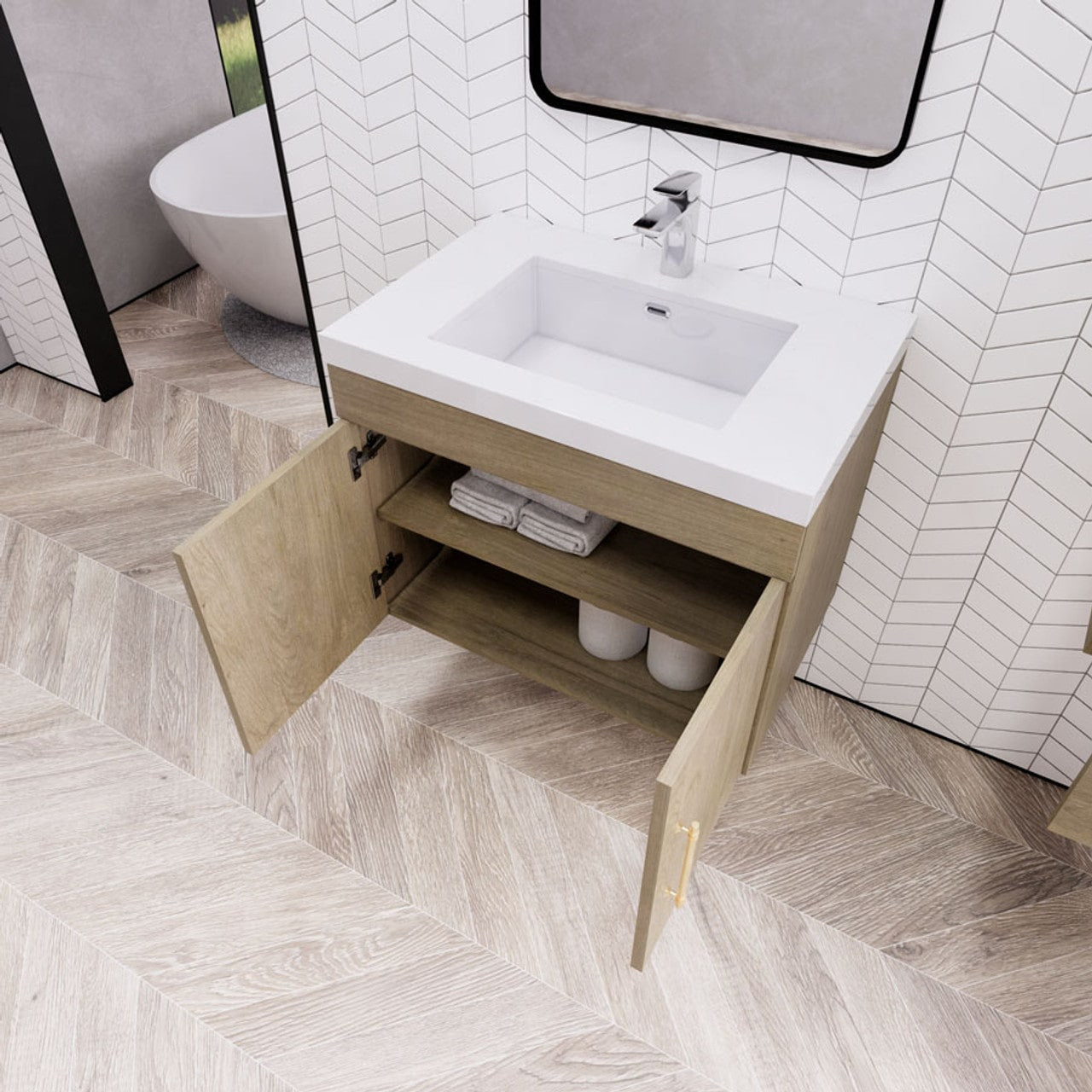 Eliza 30'' Wall Mount Bathroom Vanity with Single Sink - Luxury Bathroom Vanity