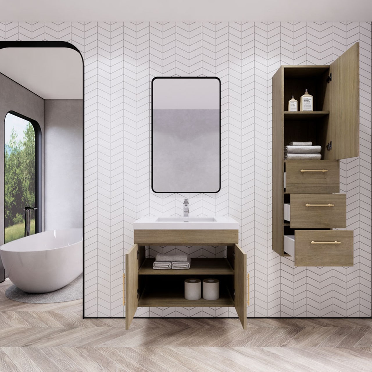 Eliza 30'' Wall Mount Bathroom Vanity with Single Sink - Luxury Bathroom Vanity