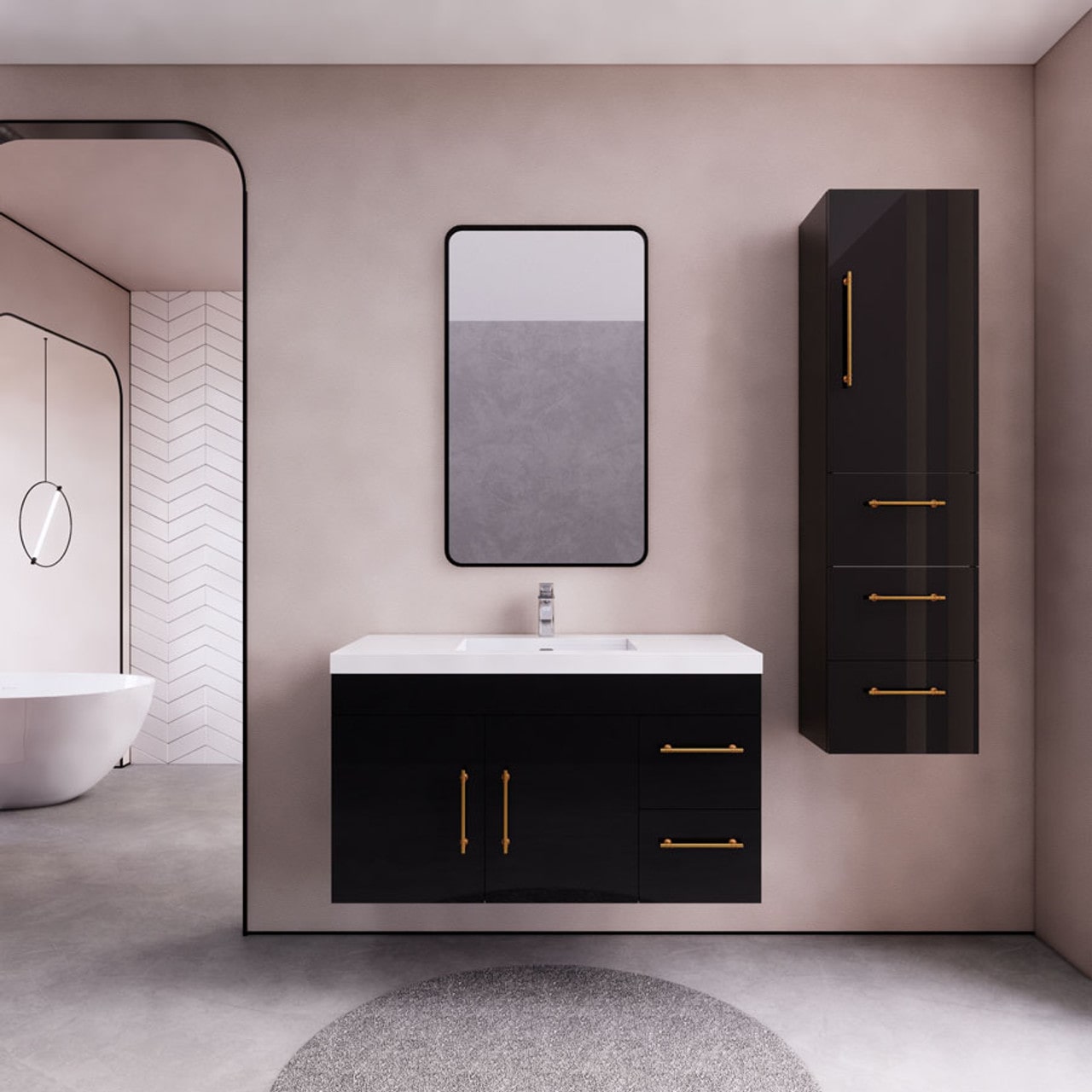 Eliza 42'' Wall Mounting Vanity with Acrylic Sink - Luxury Bathroom Vanity