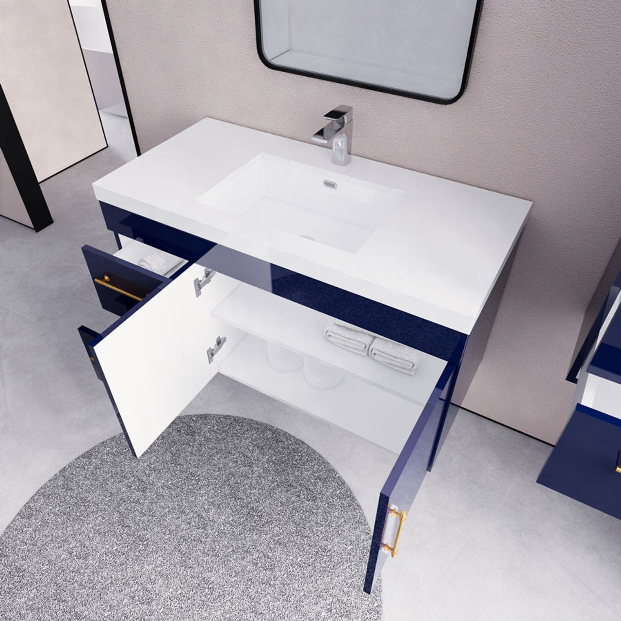 Eliza 42'' Wall Mount Vanity with Single Acrylic Sink - Luxury Bathroom Vanity