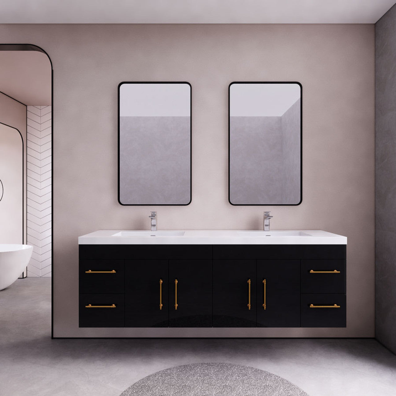 Eliza 72'' Wall Mount Vanity With Double Sink - Luxury Bathroom Vanity