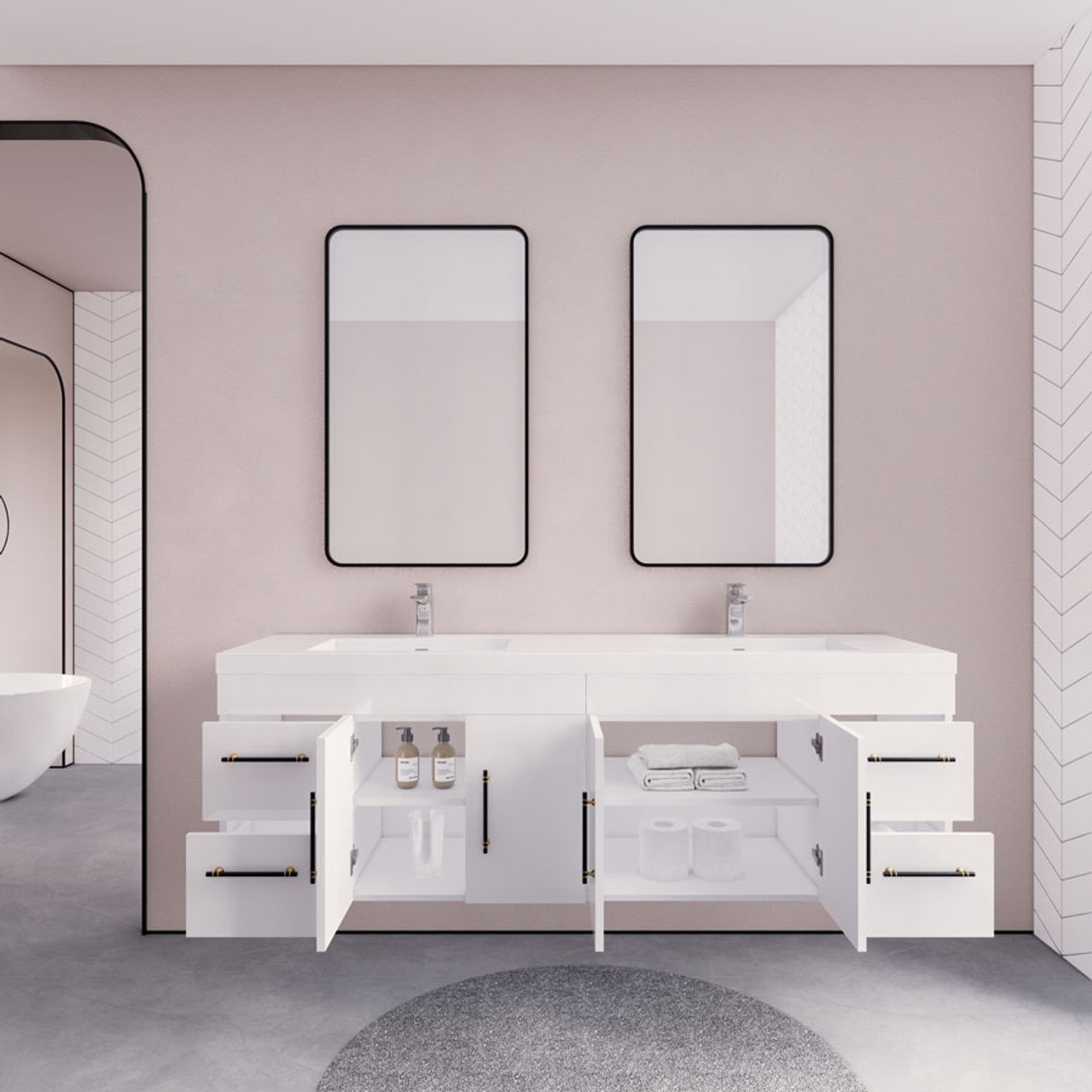 Eliza 72'' Wall Mount Vanity With Double Sink - Luxury Bathroom Vanity