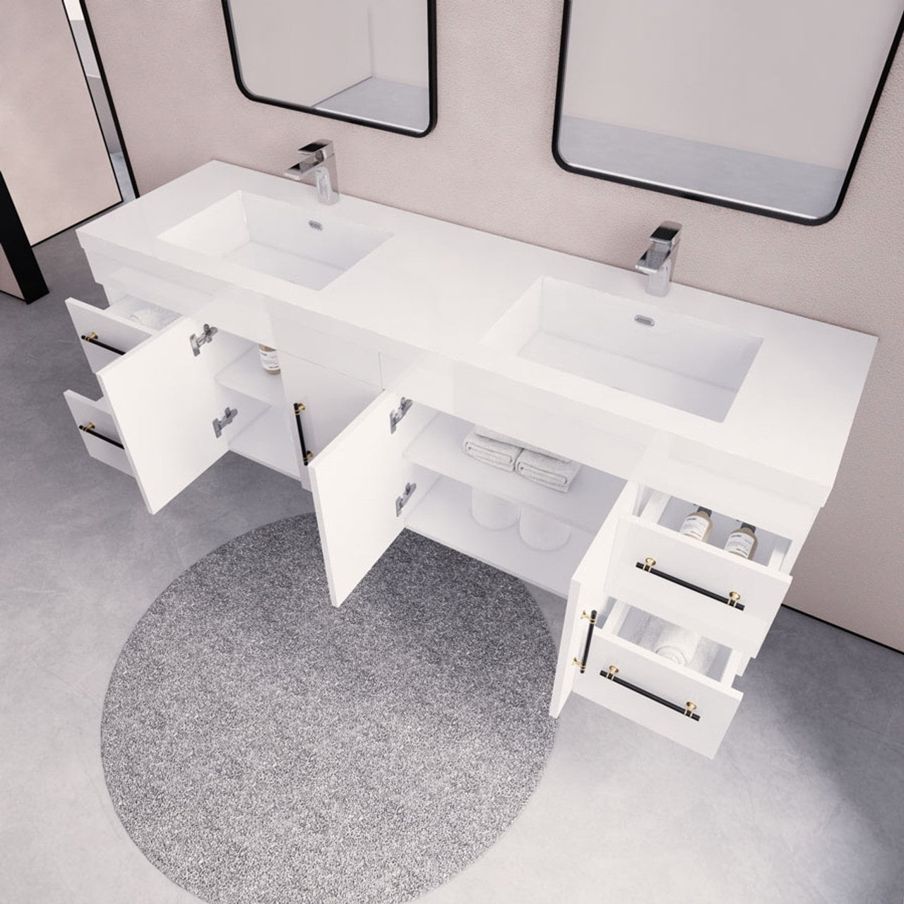 Eliza 72'' Wall Mount Vanity With Double Sink - Luxury Bathroom Vanity