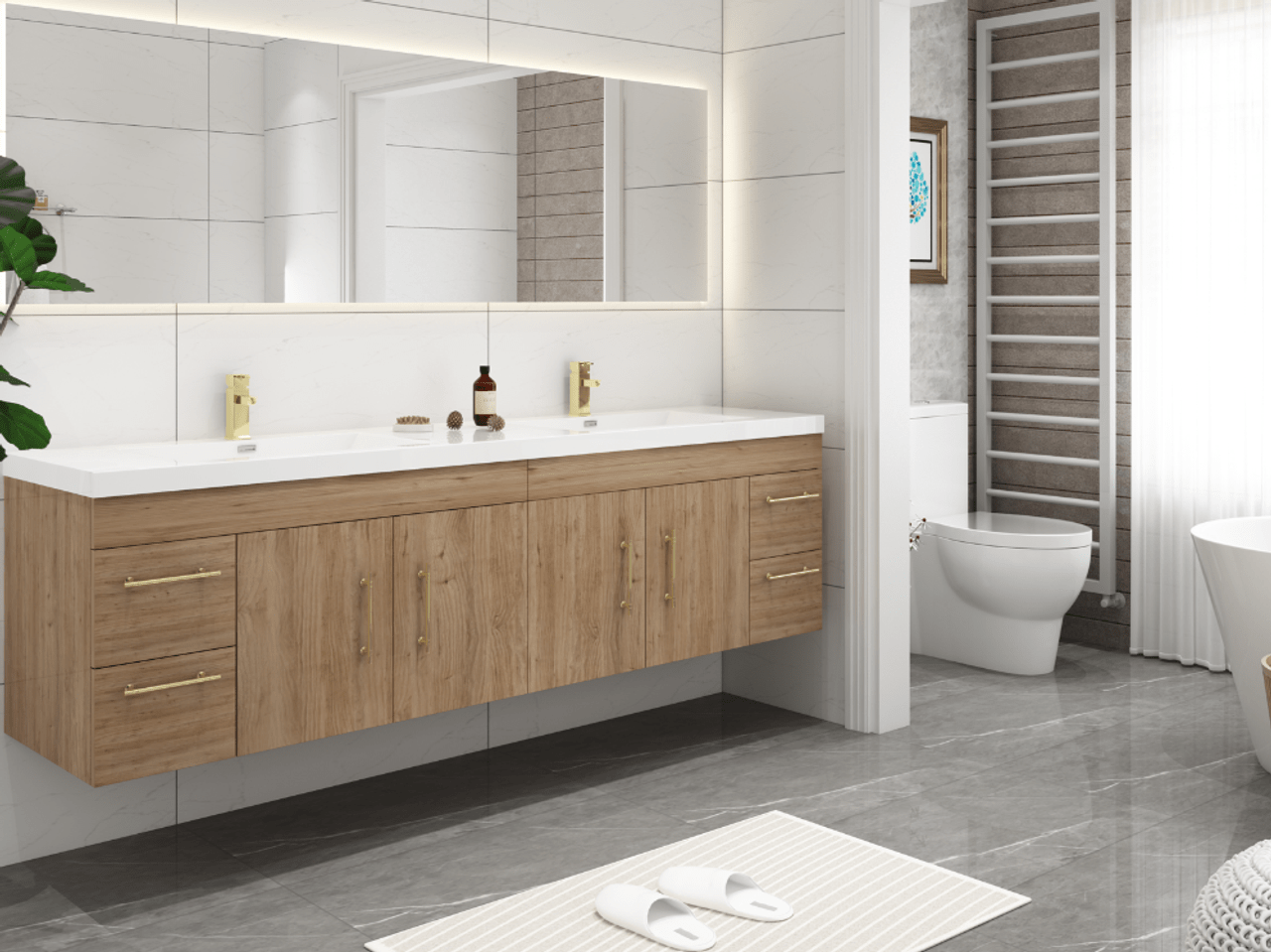 Eliza 72'' Wall Mount Vanity With Double Sink - Luxury Bathroom Vanity