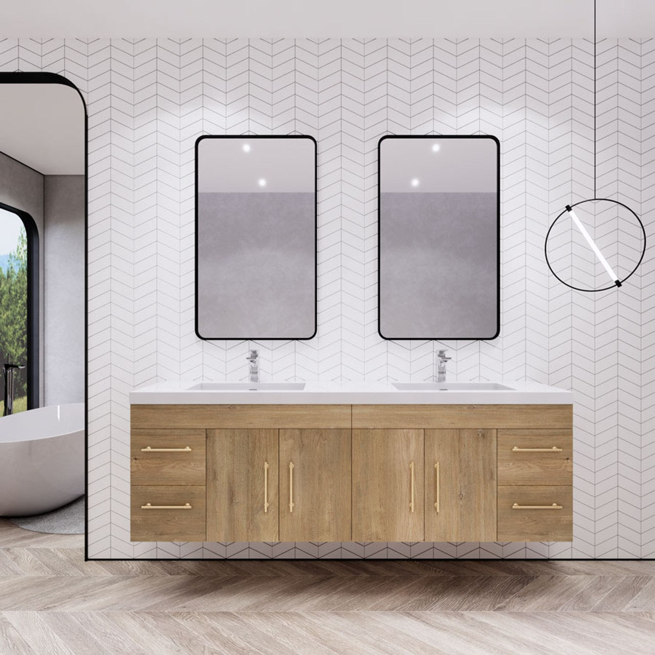 Eliza 72'' Wall Mount Vanity With Double Sink - Luxury Bathroom Vanity