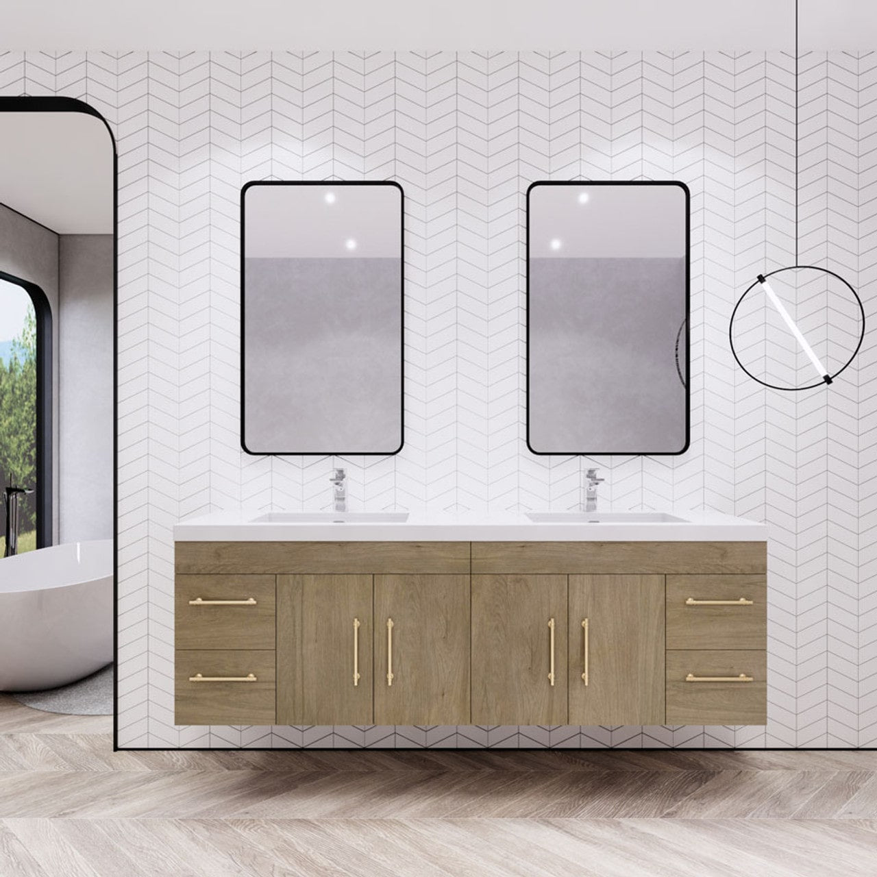 Eliza 72'' Wall Mount Vanity With Double Sink - Luxury Bathroom Vanity