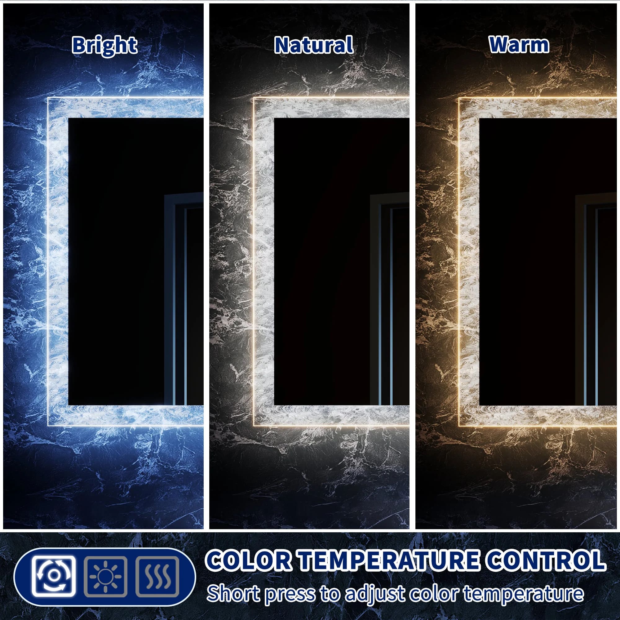 Luna 40" LED Bathroom Mirror – Ice Textures Edge