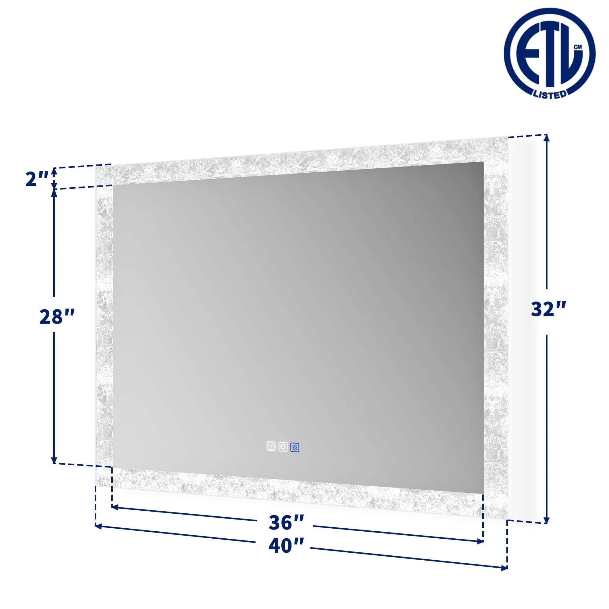 Luna 40" LED Bathroom Mirror – Ice Textures Edge