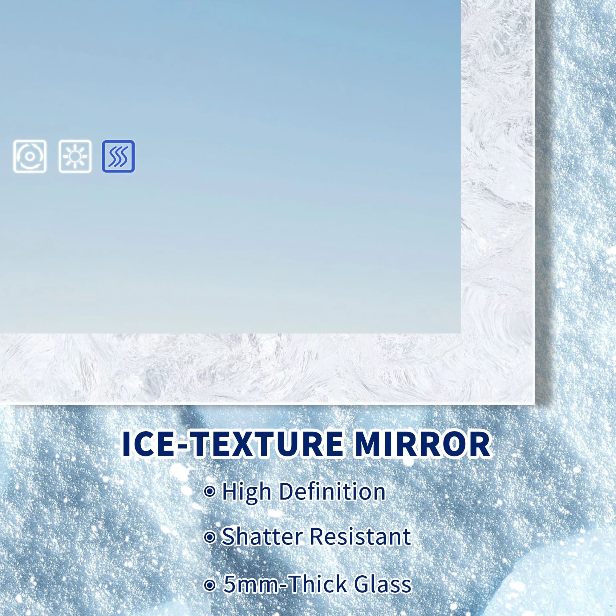Luna 40" LED Bathroom Mirror – Ice Textures Edge