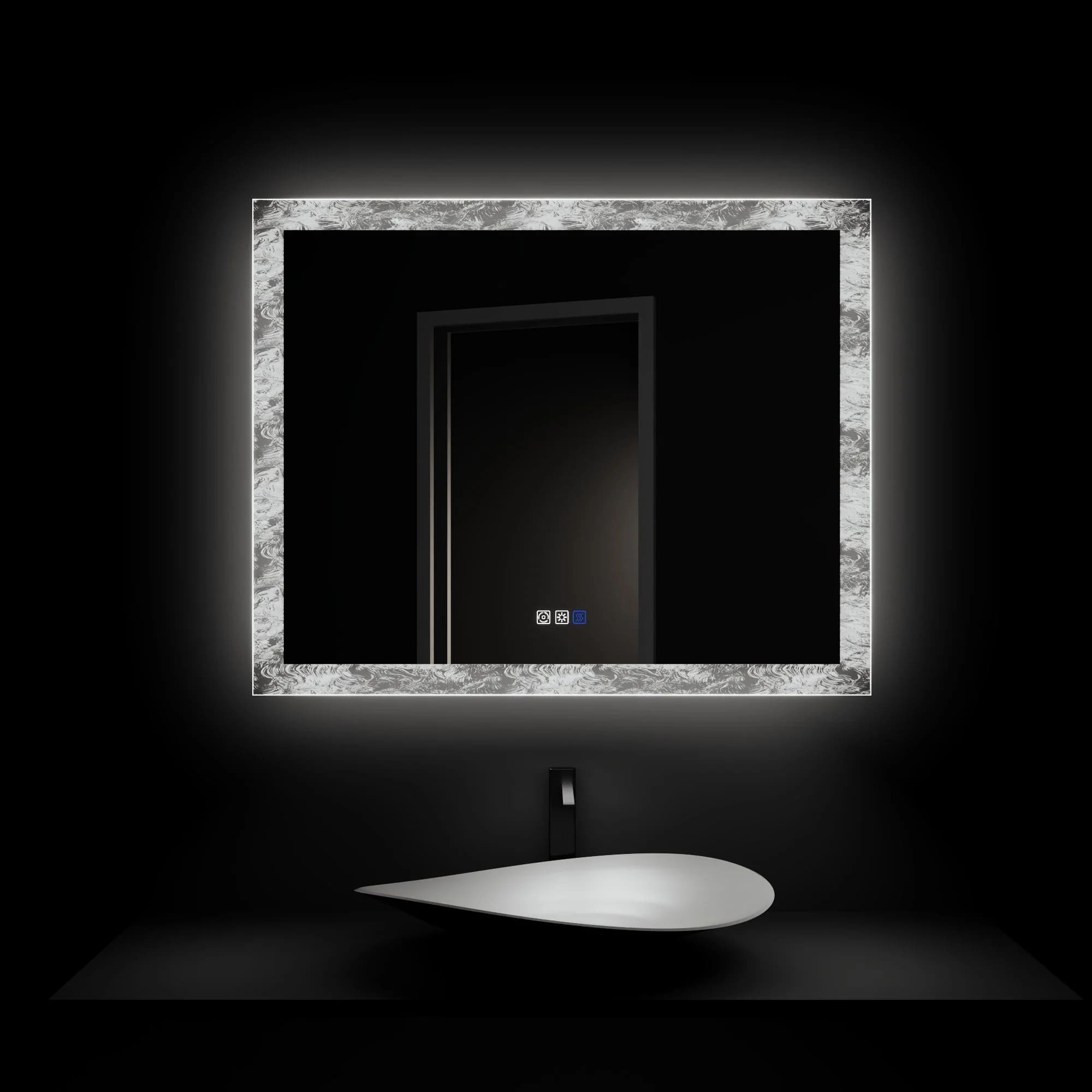 Luna 40" LED Bathroom Mirror – Ice Textures Edge