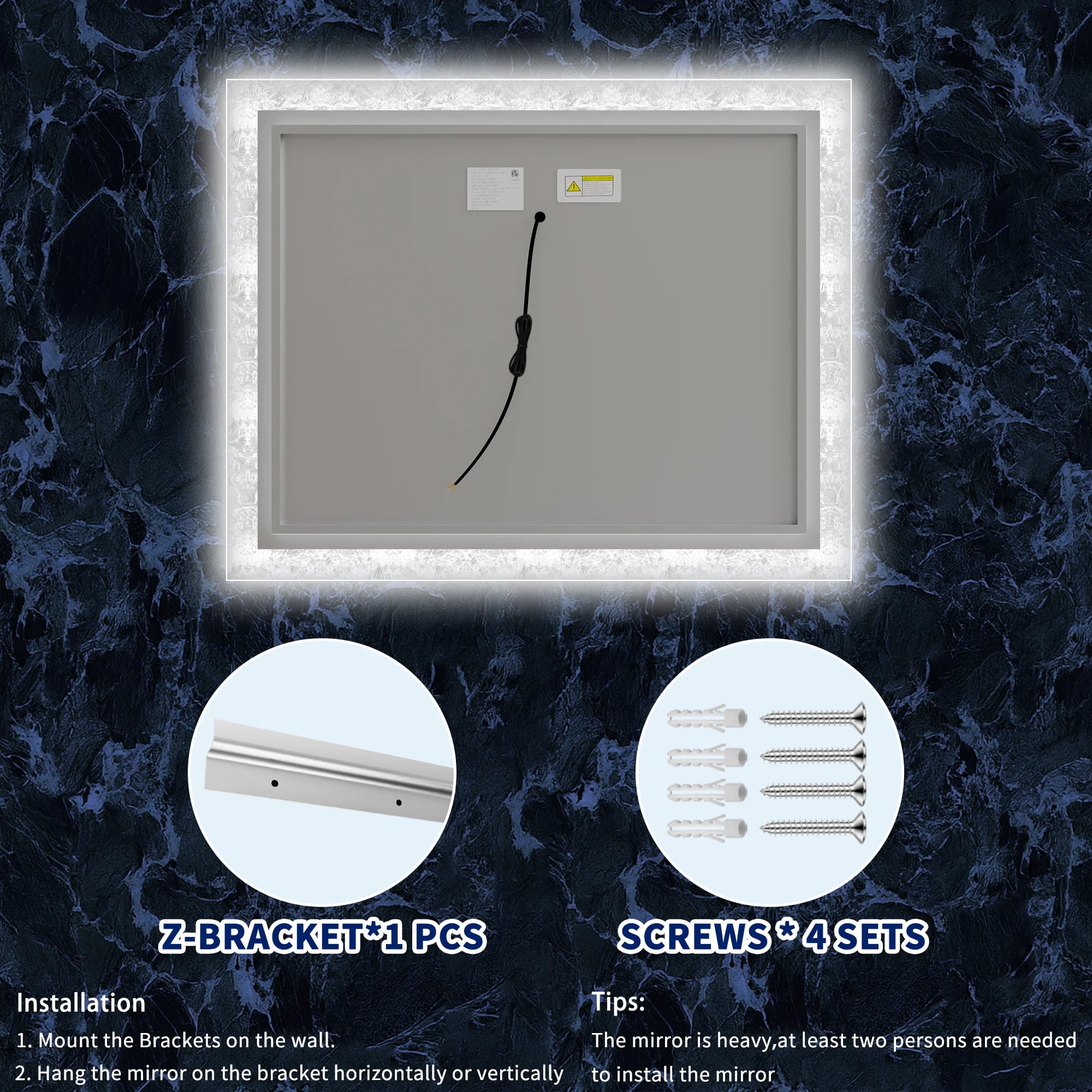 Luna 40" LED Bathroom Mirror – Ice Textures Edge