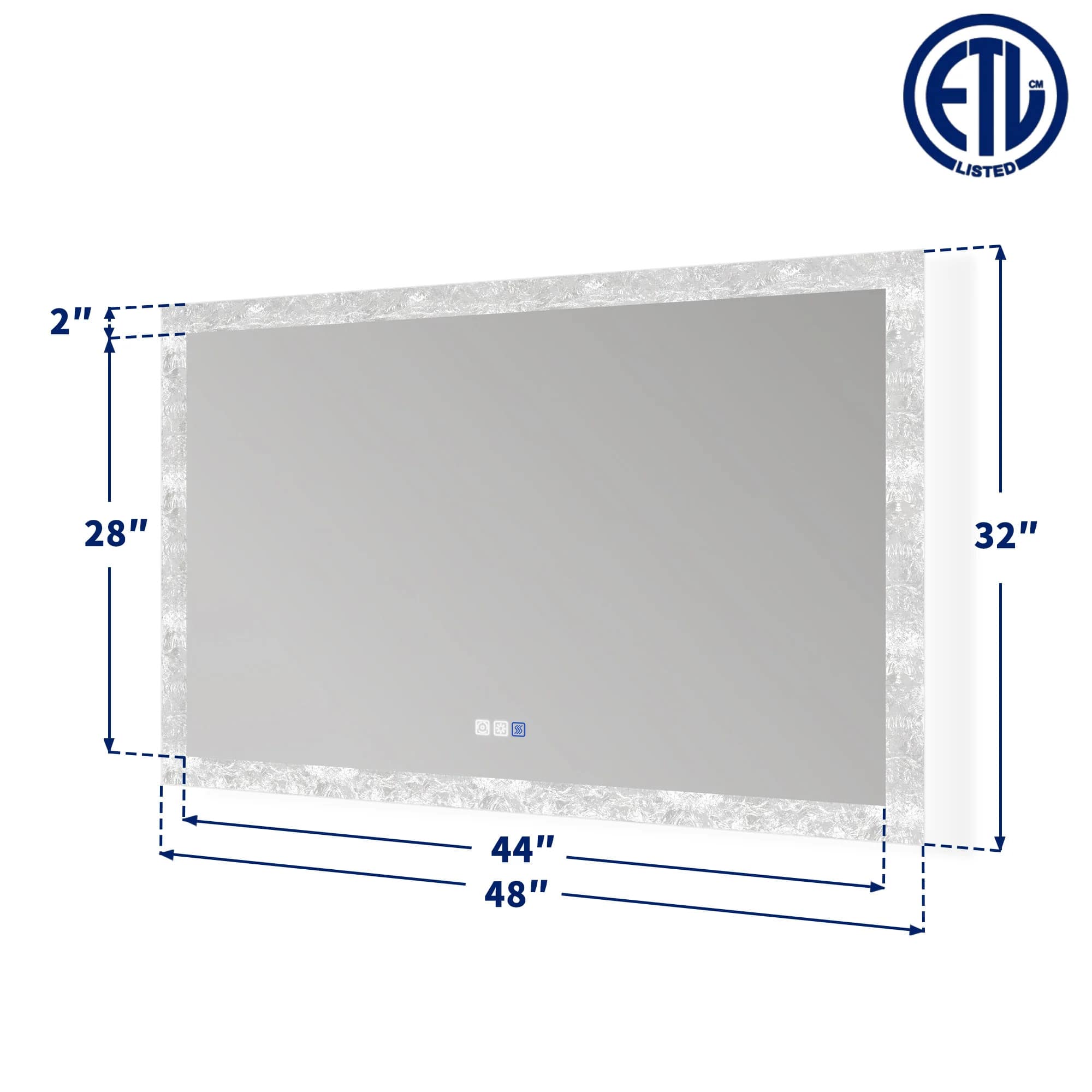Luna 48" LED Bathroom Mirror – Ice Textures Edge