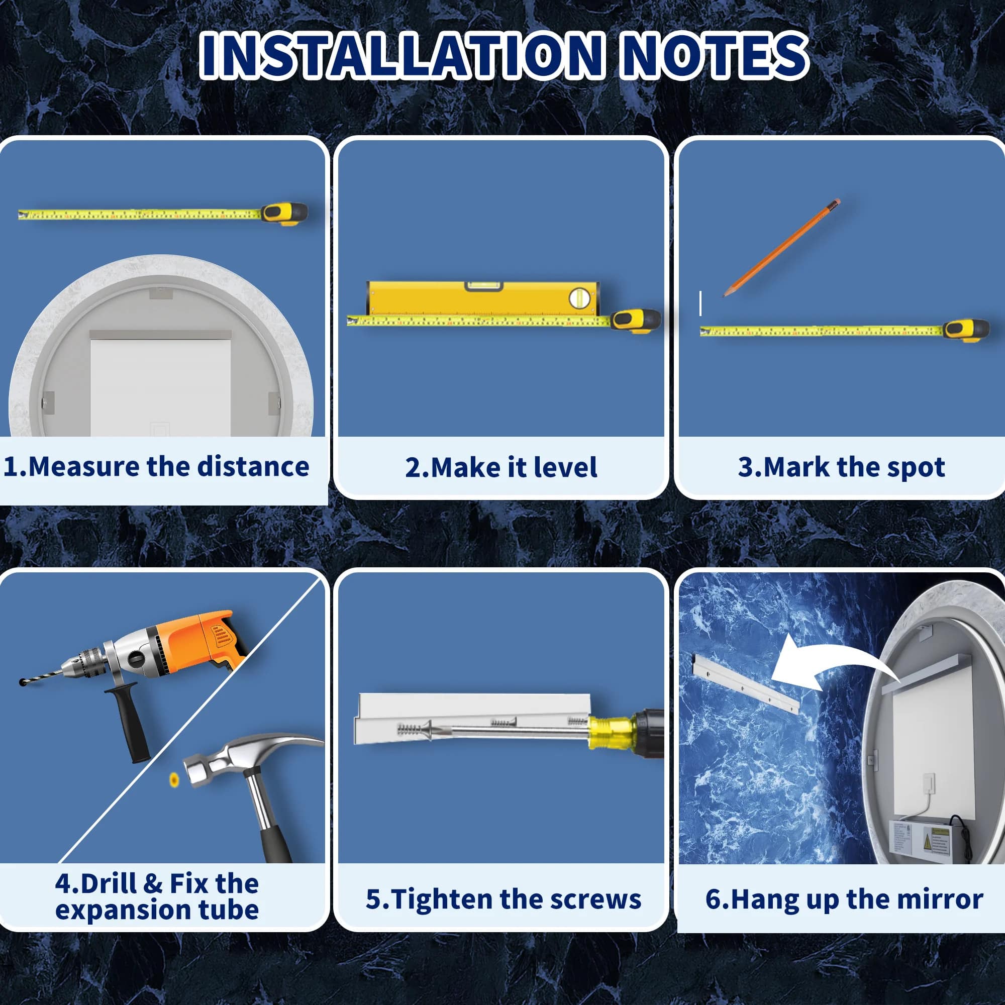 Luna 48" LED Bathroom Mirror – Ice Textures Edge