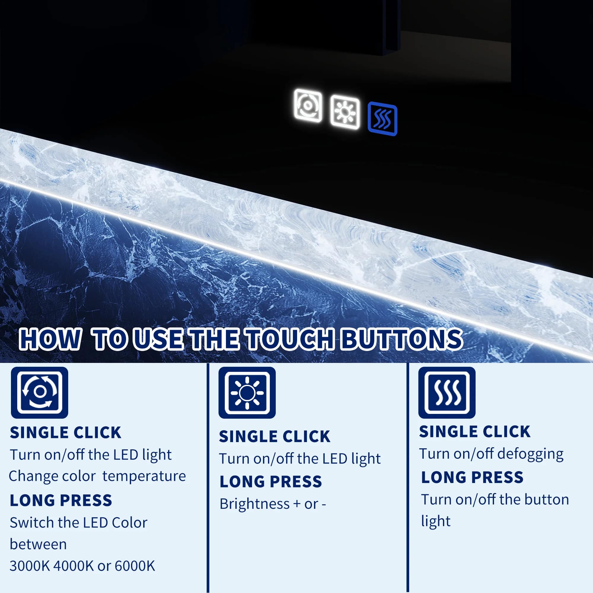 Luna 48" LED Bathroom Mirror – Ice Textures Edge