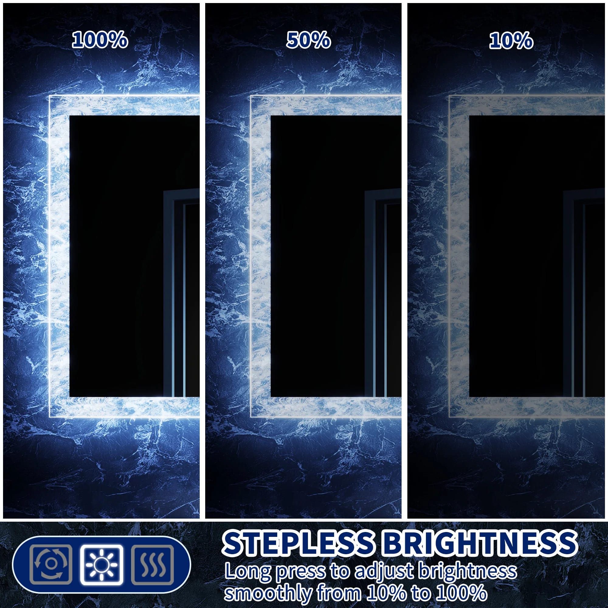 Luna 48" LED Bathroom Mirror – Ice Textures Edge