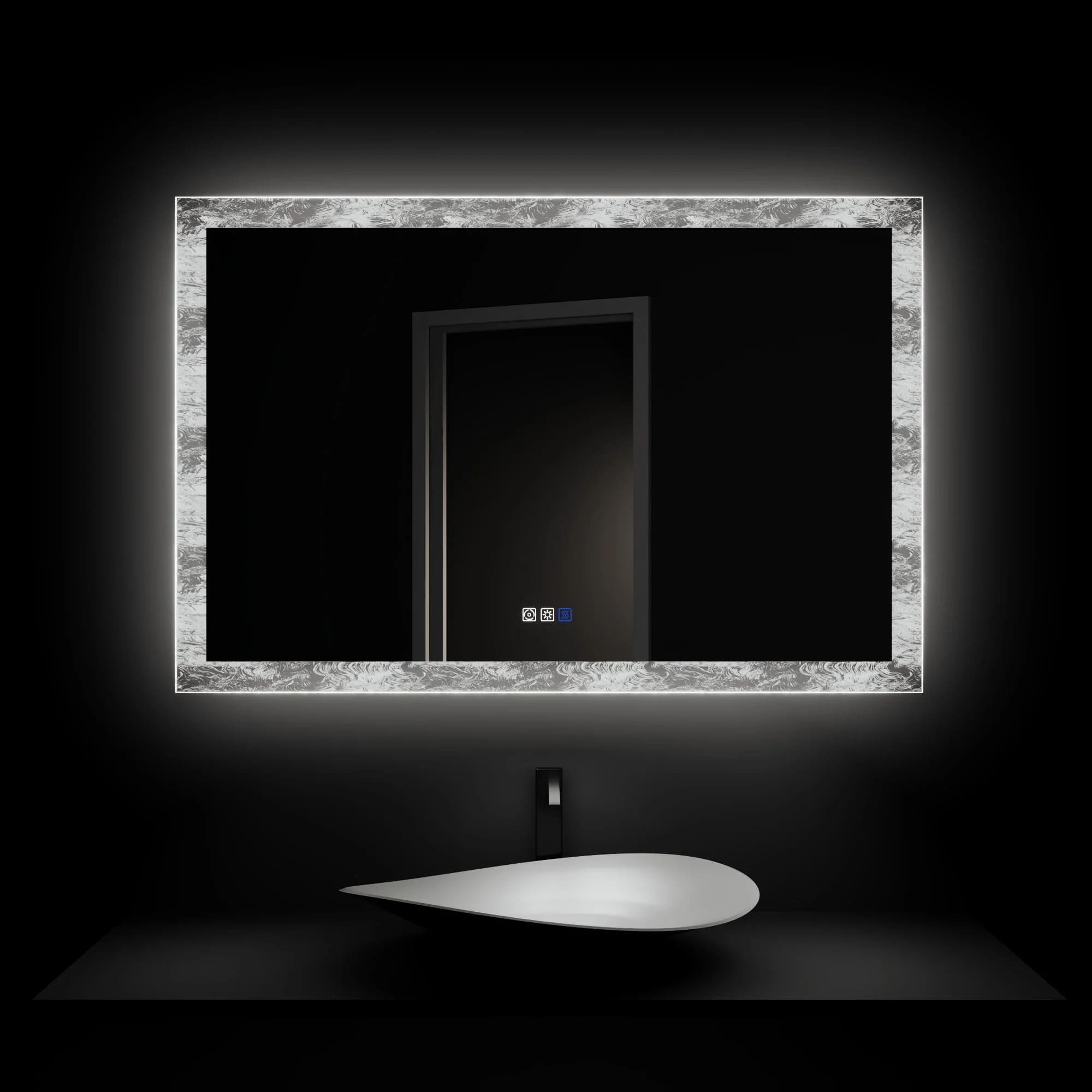 Luna 48" LED Bathroom Mirror – Ice Textures Edge