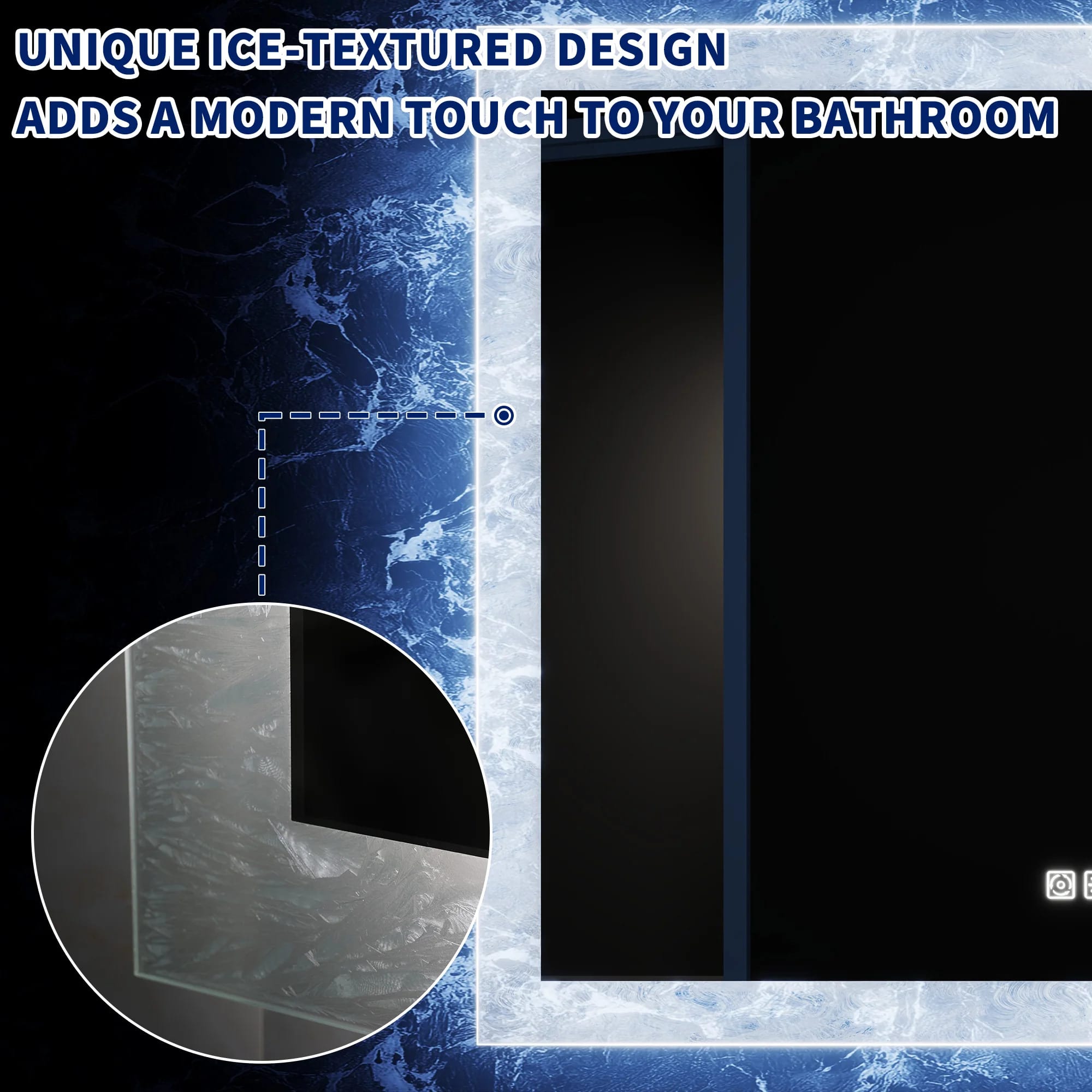 Luna 60" LED Bathroom Mirror – Ice Textures Edge