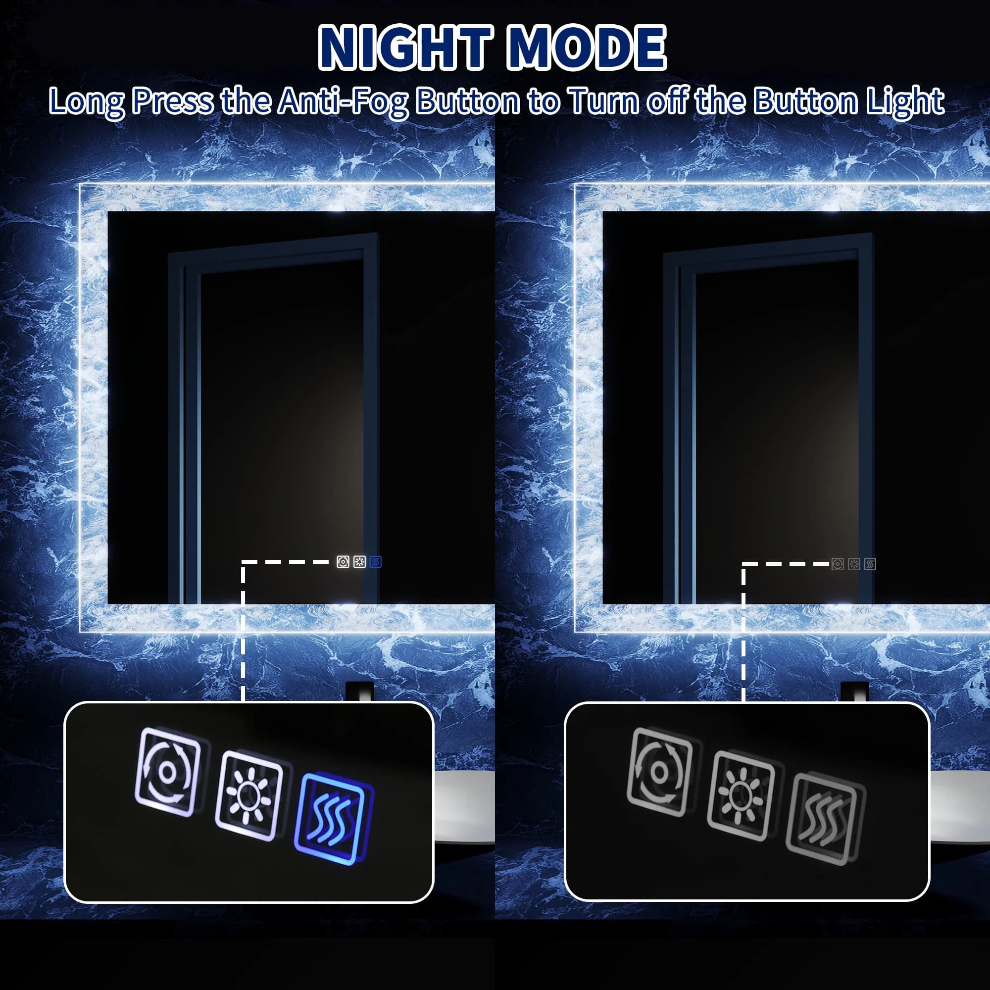 Luna 60" LED Bathroom Mirror – Ice Textures Edge