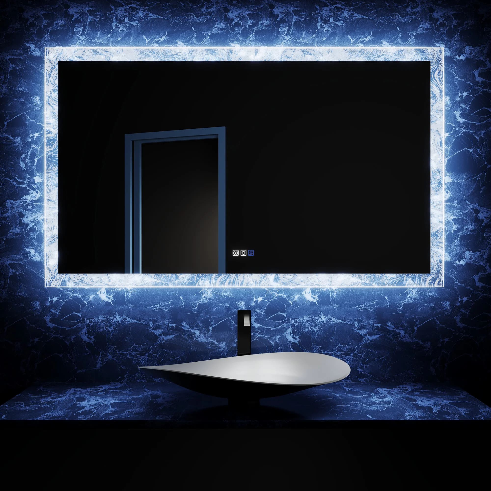 Luna 60" LED Bathroom Mirror – Ice Textures Edge
