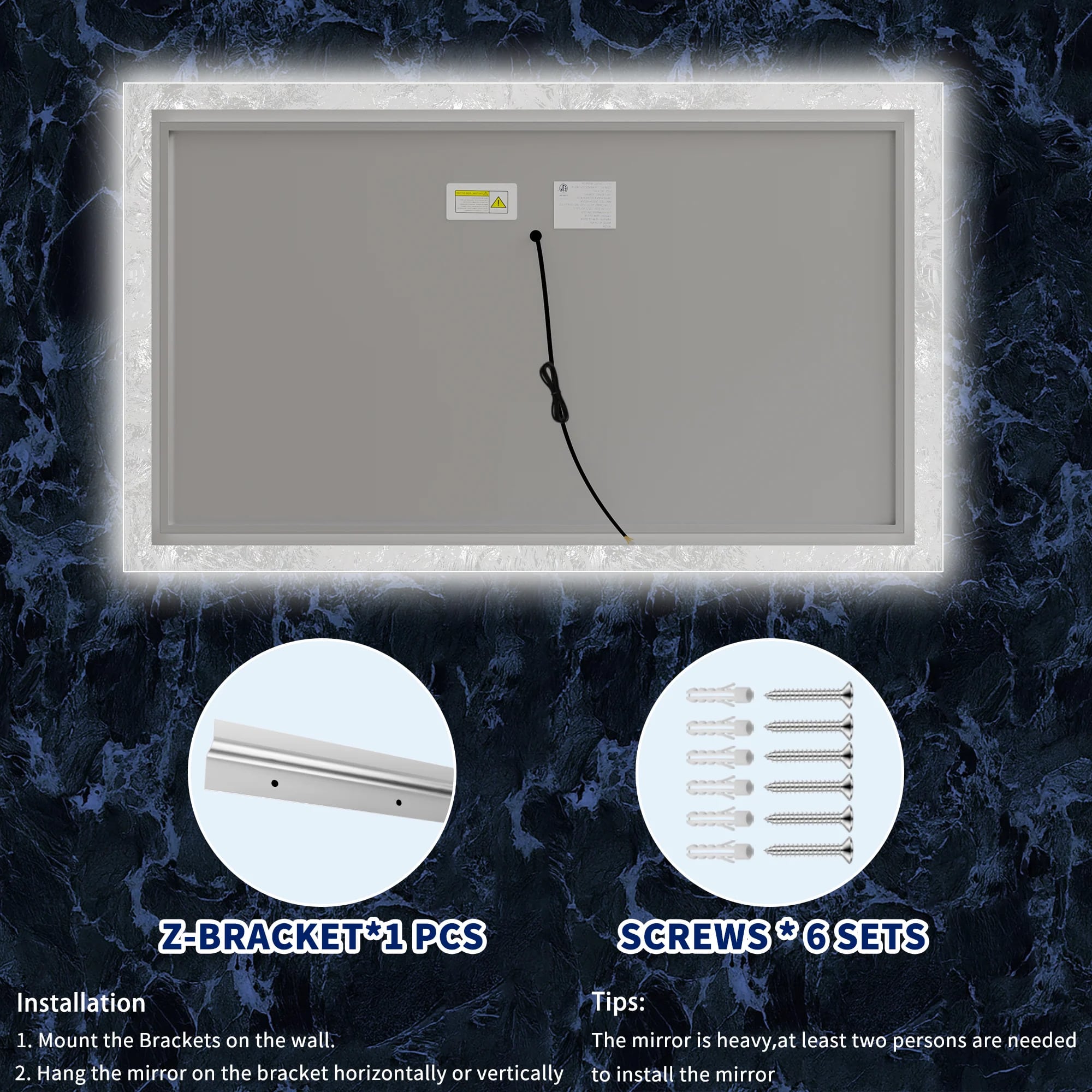 Luna 60" LED Bathroom Mirror – Ice Textures Edge