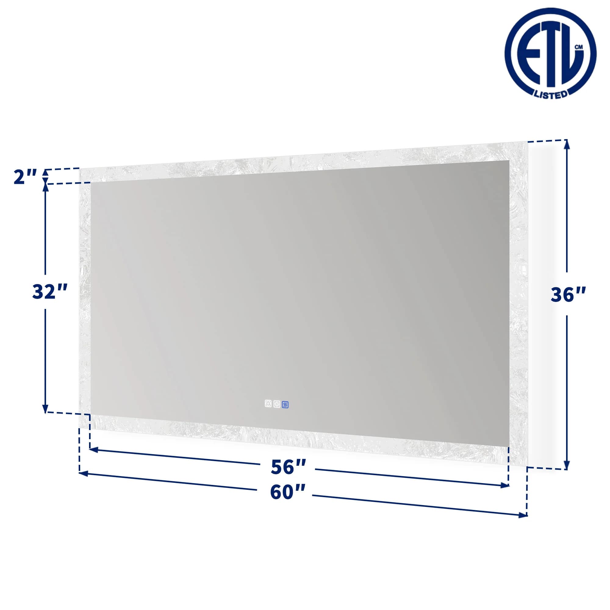 Luna 60" LED Bathroom Mirror – Ice Textures Edge
