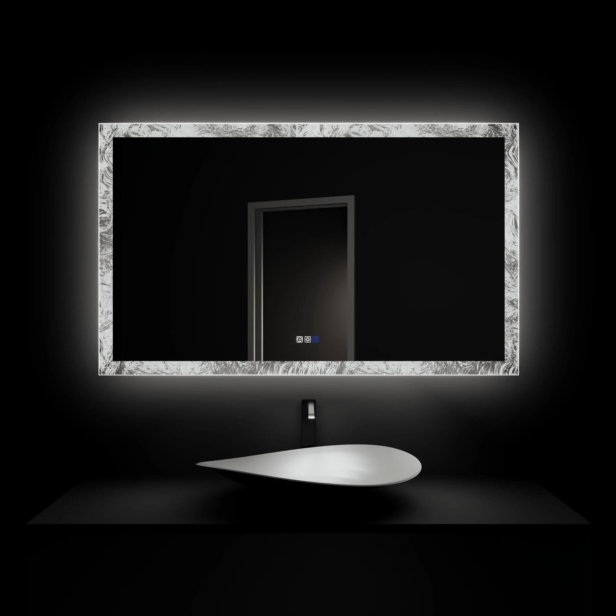 Luna 60" LED Bathroom Mirror – Ice Textures Edge