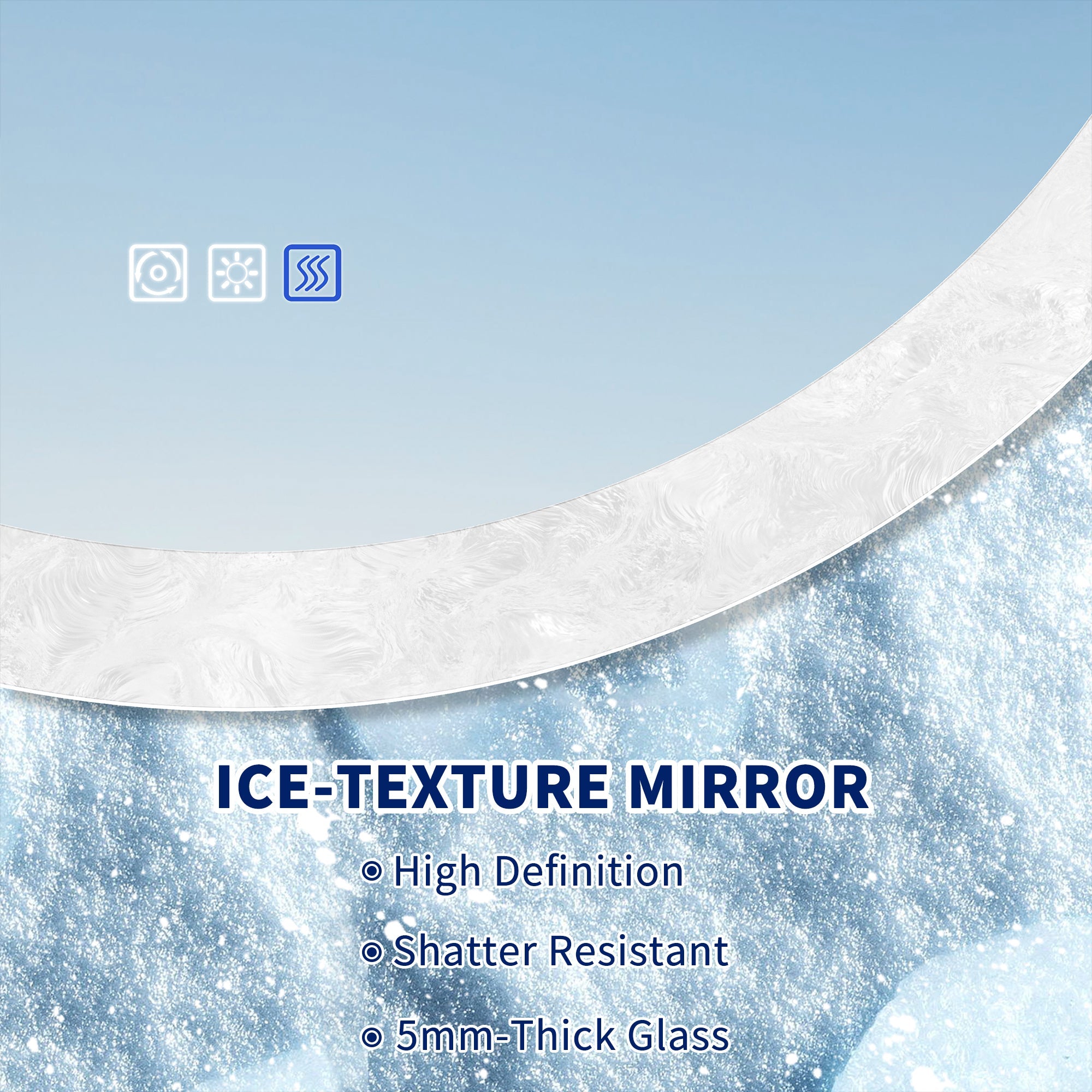 Luna 36" Round LED Bathroom Mirror – Ice Textures Edge