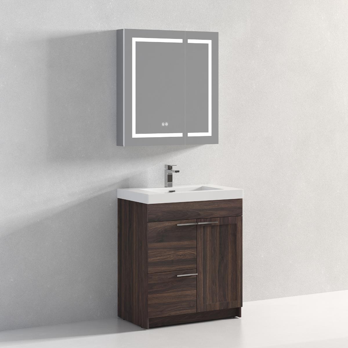 Hanover 30″ Free-Standing Vanity with Acrylic Top Vanity Plus - Contemporary Bathroom Vanity