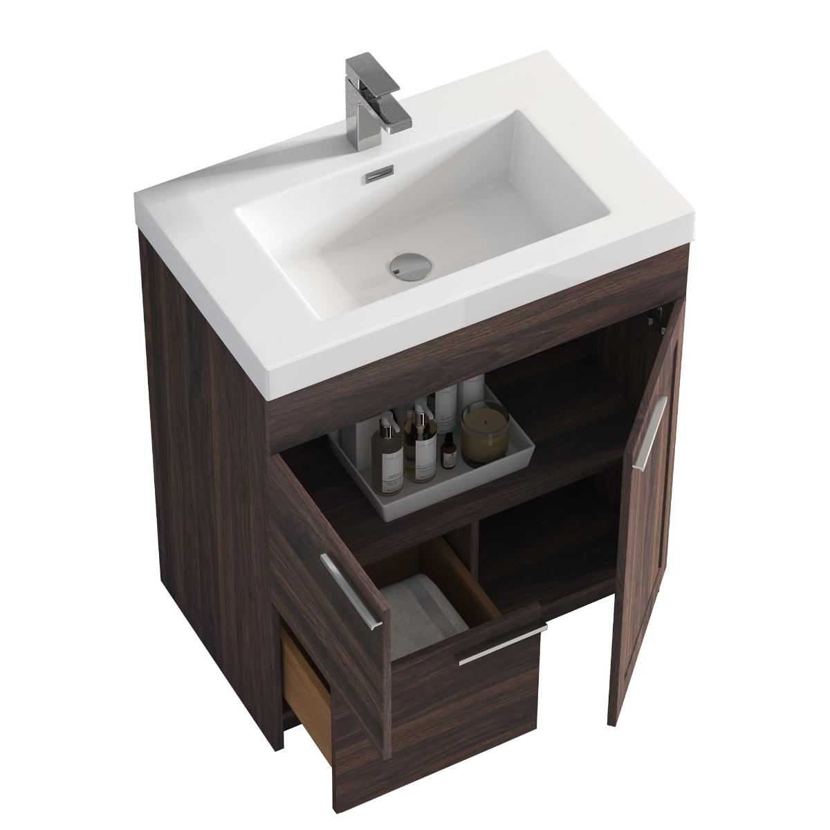 Hanover 30″ Free-Standing Vanity with Acrylic Top - Contemporary Bathroom Vanity