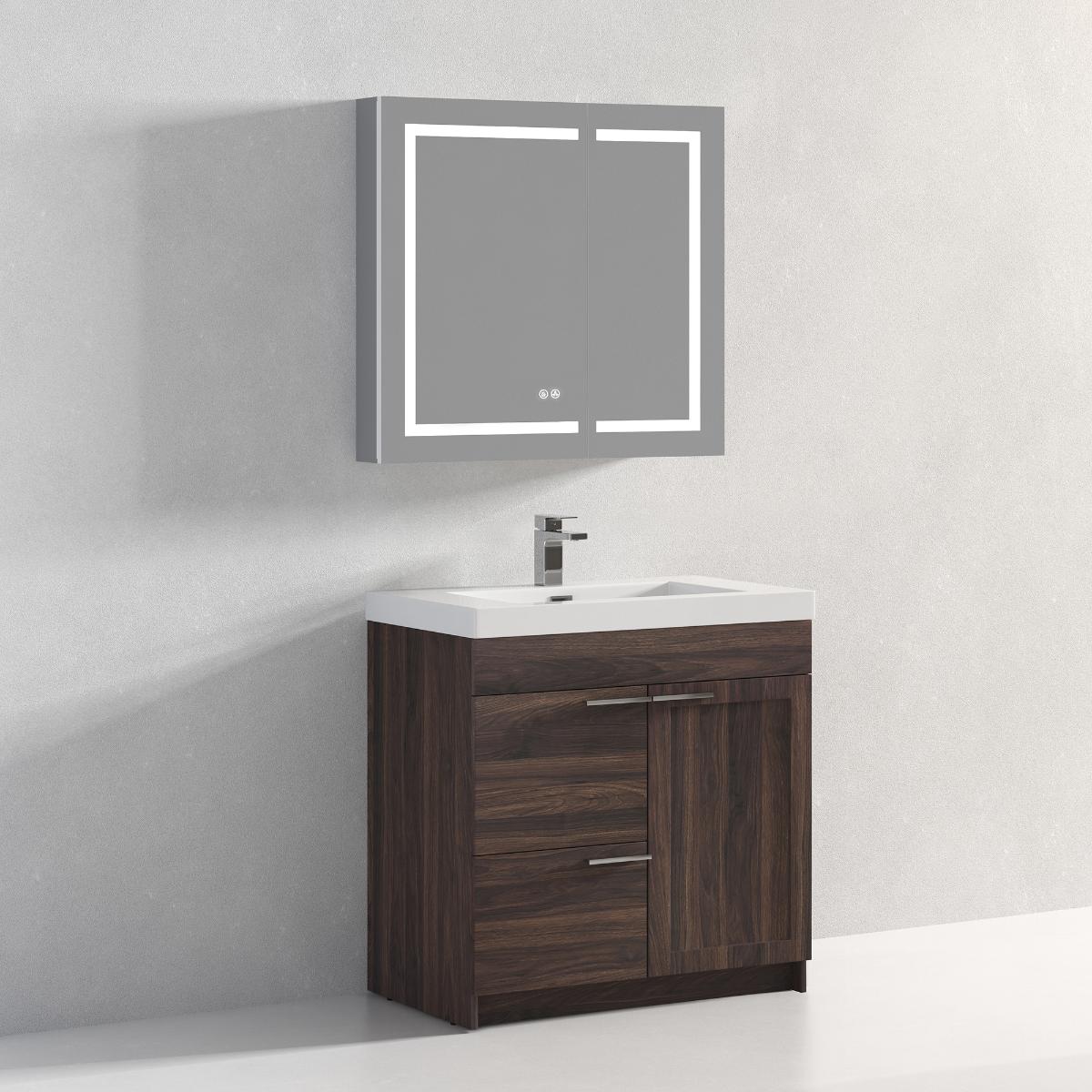 Hanover 36″ Free-Standing Vanity with Acrylic Top - Contemporary Bathroom Vanity