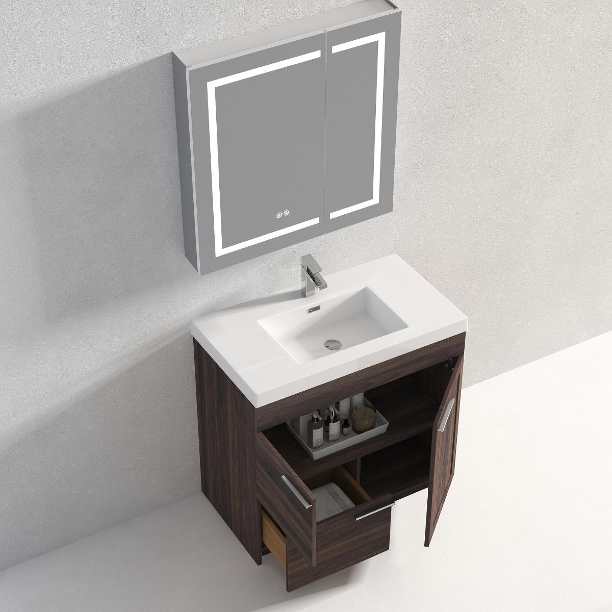 Hanover 36″ Free-Standing Vanity with Acrylic Top - Contemporary Bathroom Vanity
