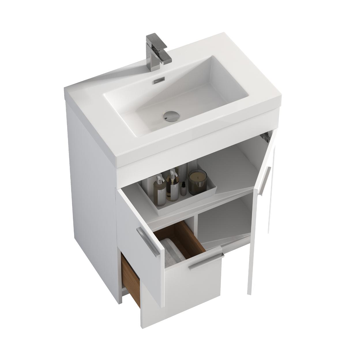 Hanover 30″ Free-Standing Vanity with Acrylic Top - Contemporary Bathroom Vanity