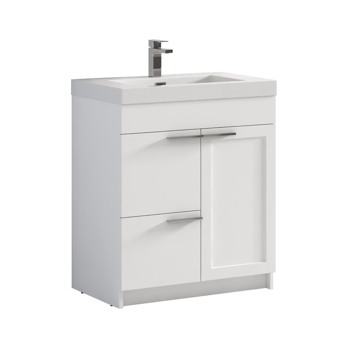 Hanover 30″ Free-Standing Vanity with Acrylic Top - Contemporary Bathroom Vanity