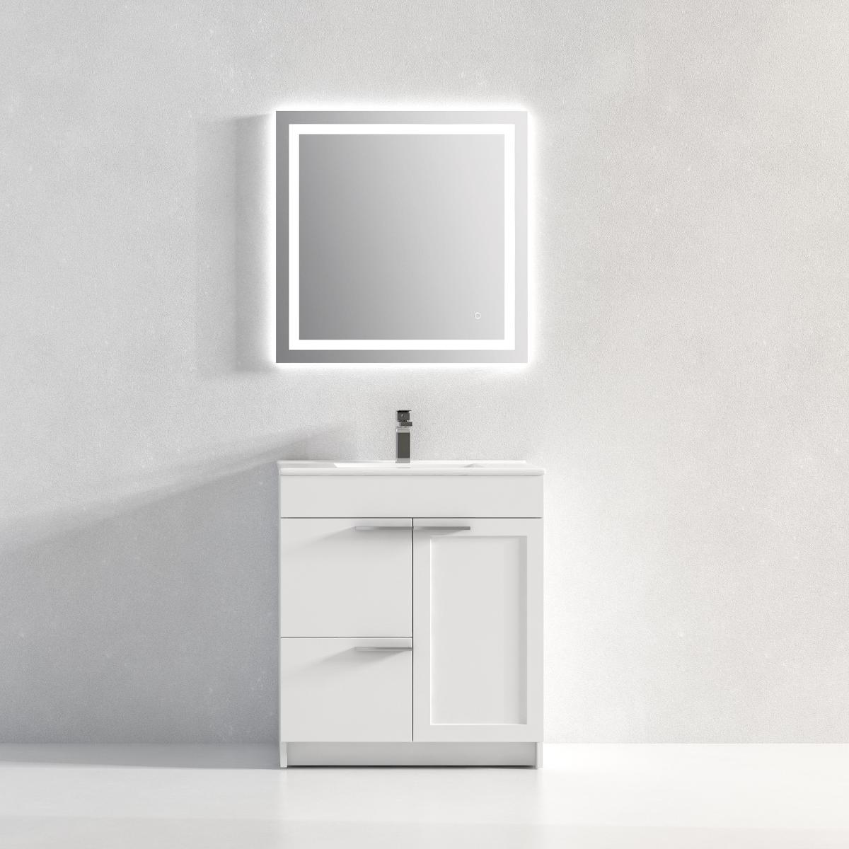 Hanover 30″ Free-Standing Vanity with Ceramic Top - Contemporary Bathroom Vanity