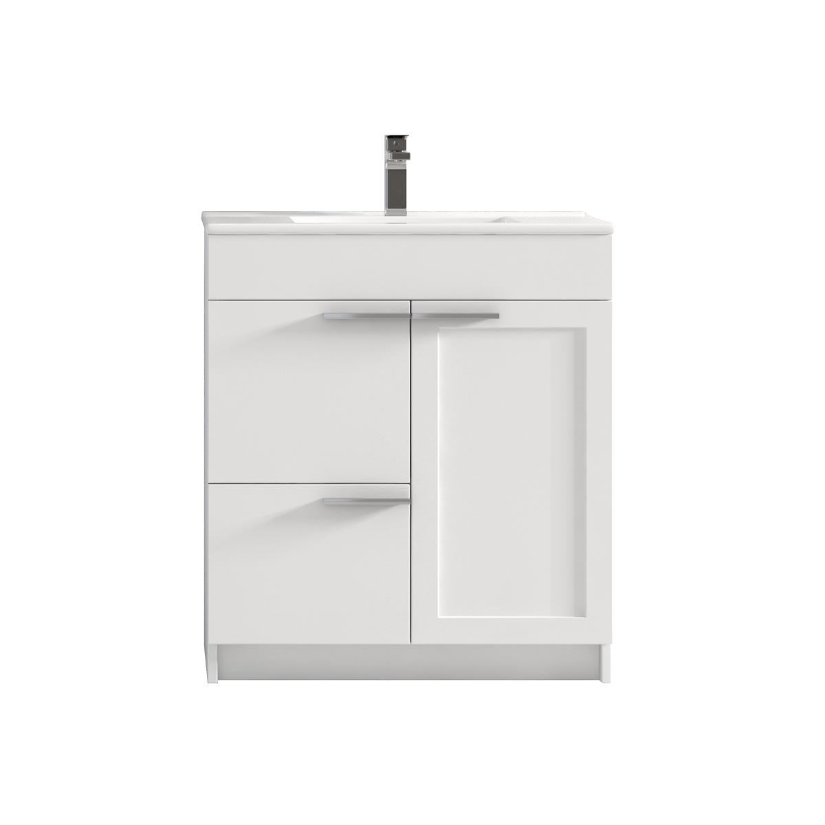 Hanover 30″ Free-Standing Vanity with Ceramic Top - Contemporary Bathroom Vanity