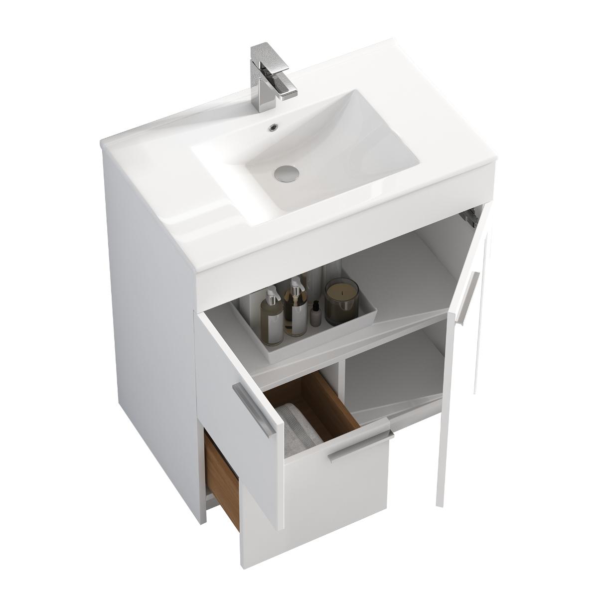 Hanover 30″ Free-Standing Vanity with Ceramic Top - Contemporary Bathroom Vanity