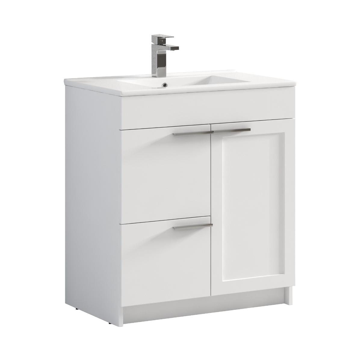 Hanover 30″ Free-Standing Vanity with Ceramic Top - Contemporary Bathroom Vanity