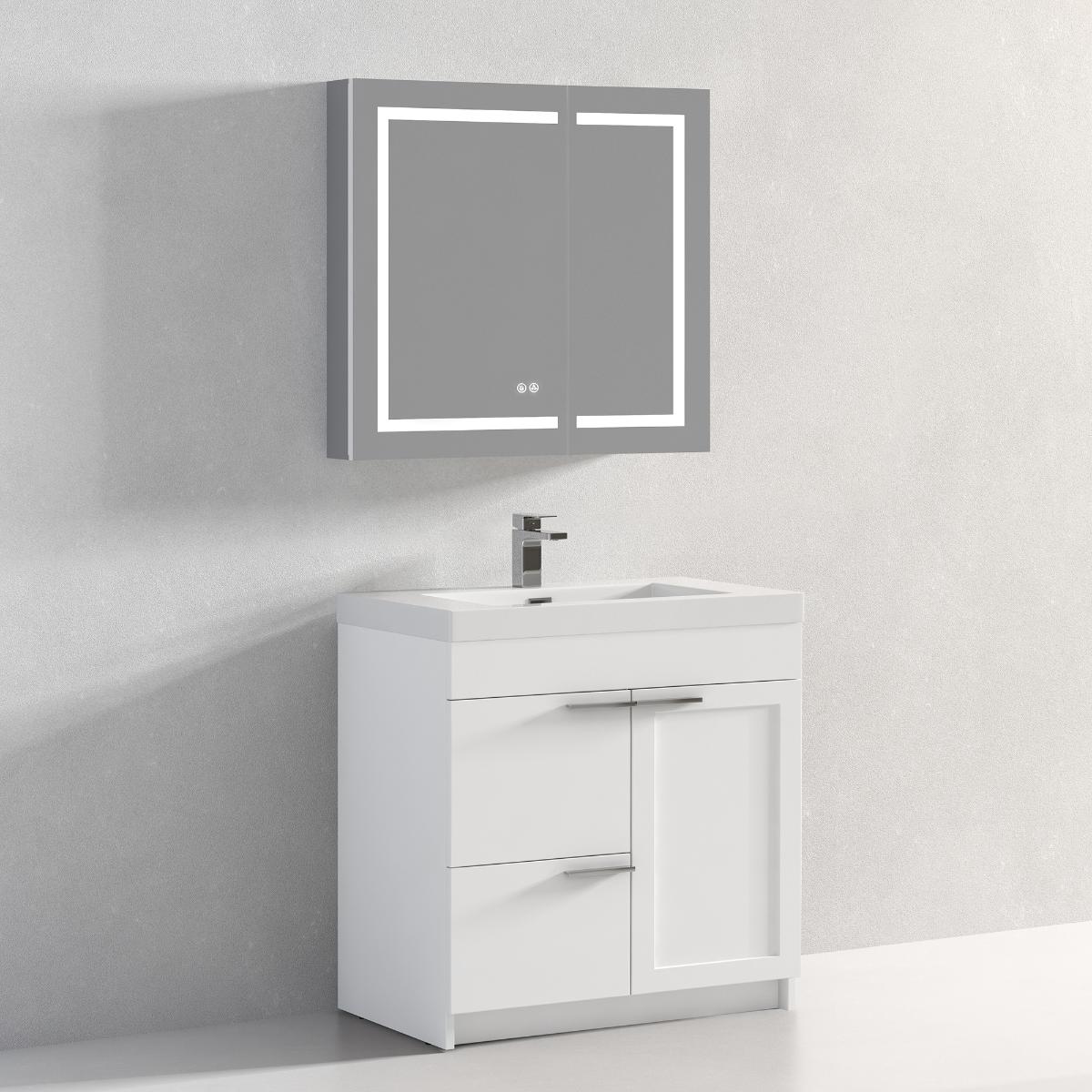 Hanover 36″ Free-Standing Vanity with Acrylic Top - Contemporary Bathroom Vanity