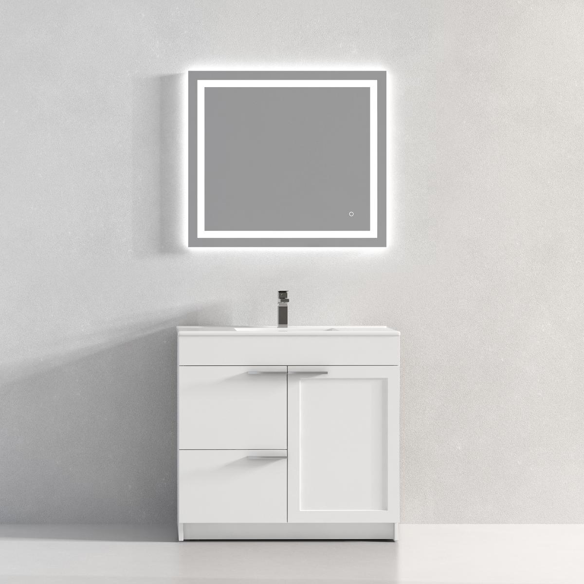 Hanover 36″ Free-Standing Vanity with Ceramic Top - Contemporary Bathroom Vanity