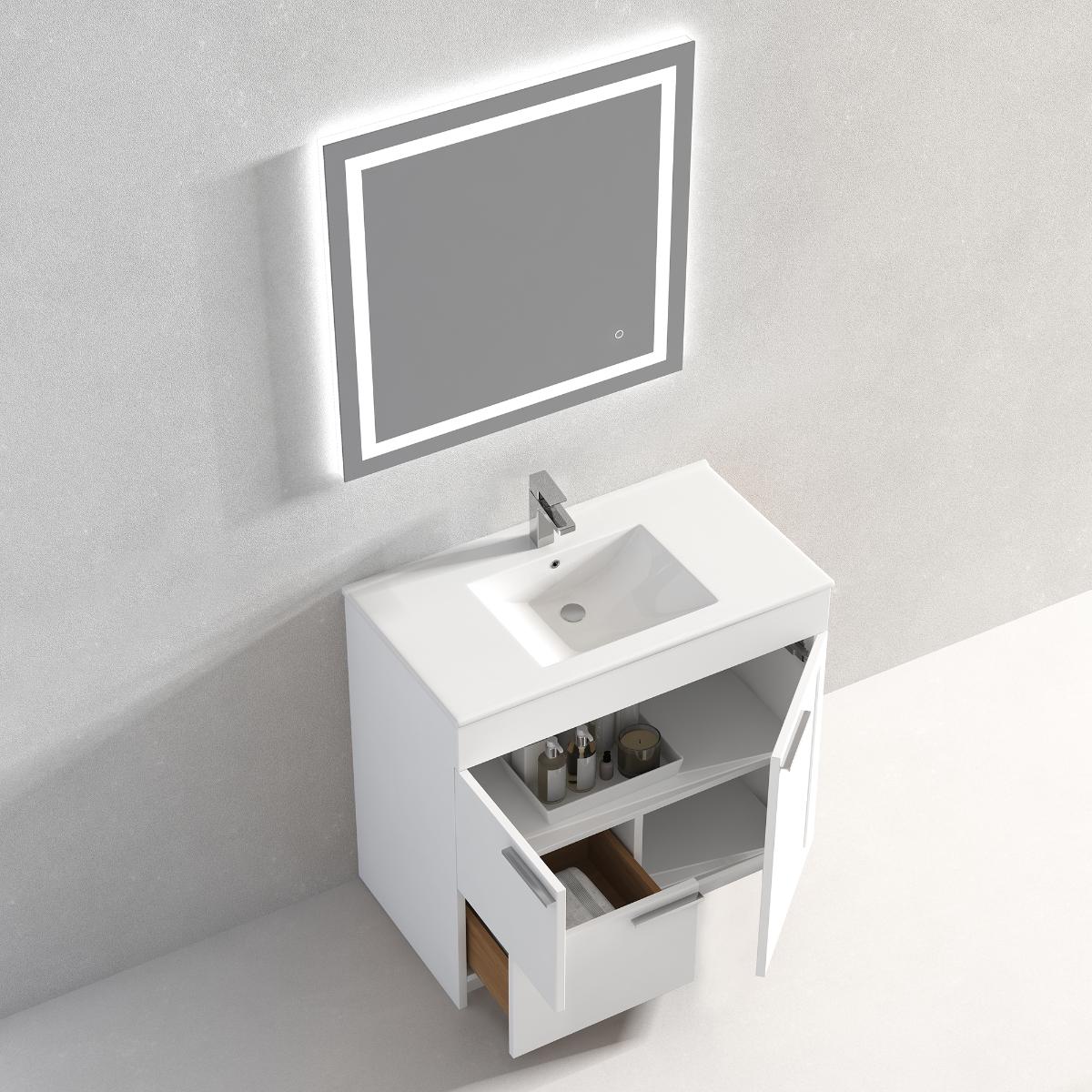 Hanover 36″ Free-Standing Vanity with Acrylic Top - Contemporary Bathroom Vanity