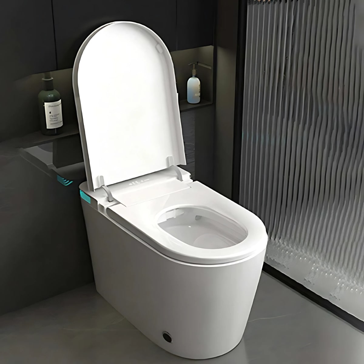 Smart toilet installation in a traditional lavatory, combining innovative features like touchless operation with the timeless appeal of a classic bathroom