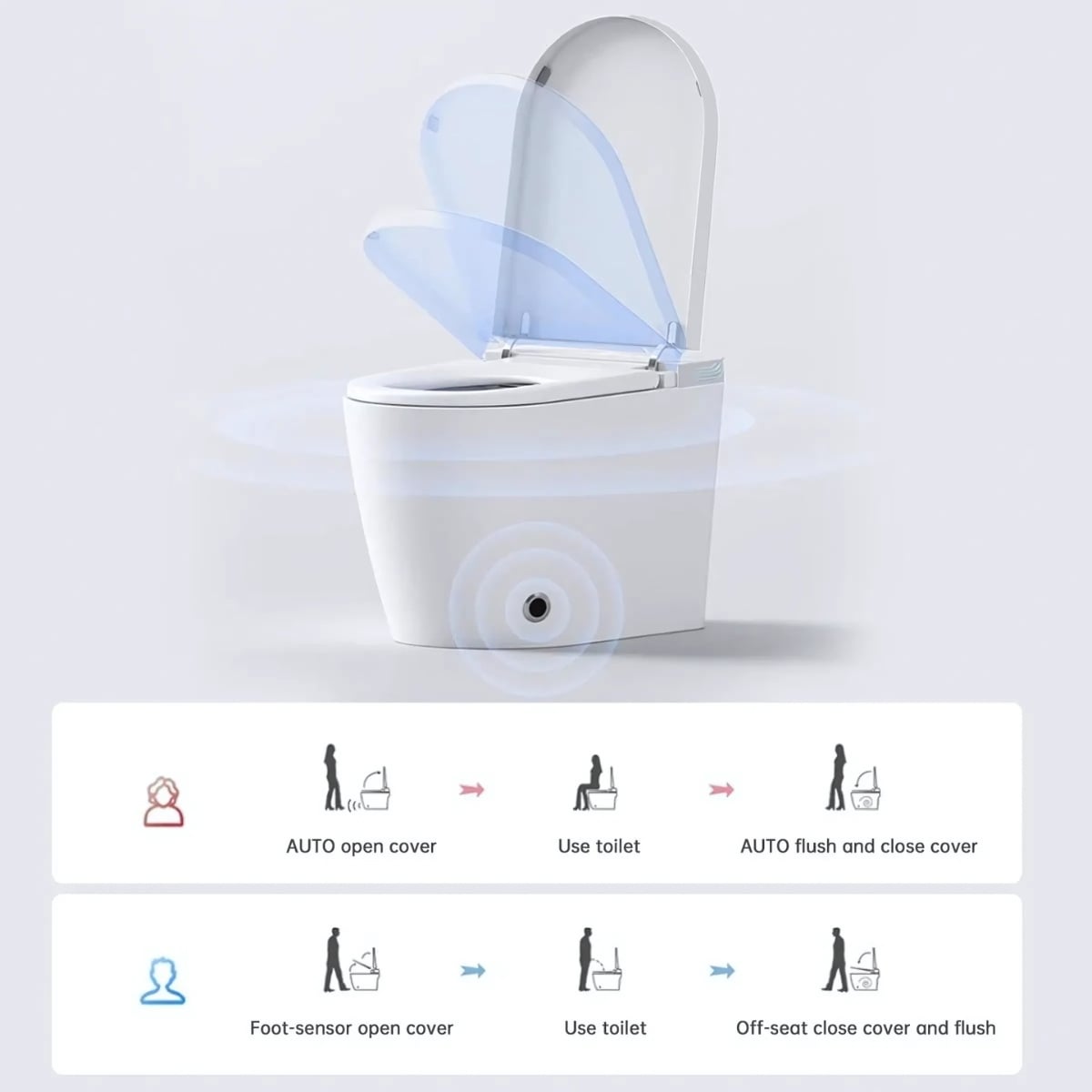 Smart toilet installation in a traditional lavatory, combining innovative features like touchless operation with the timeless appeal of a classic bathroom