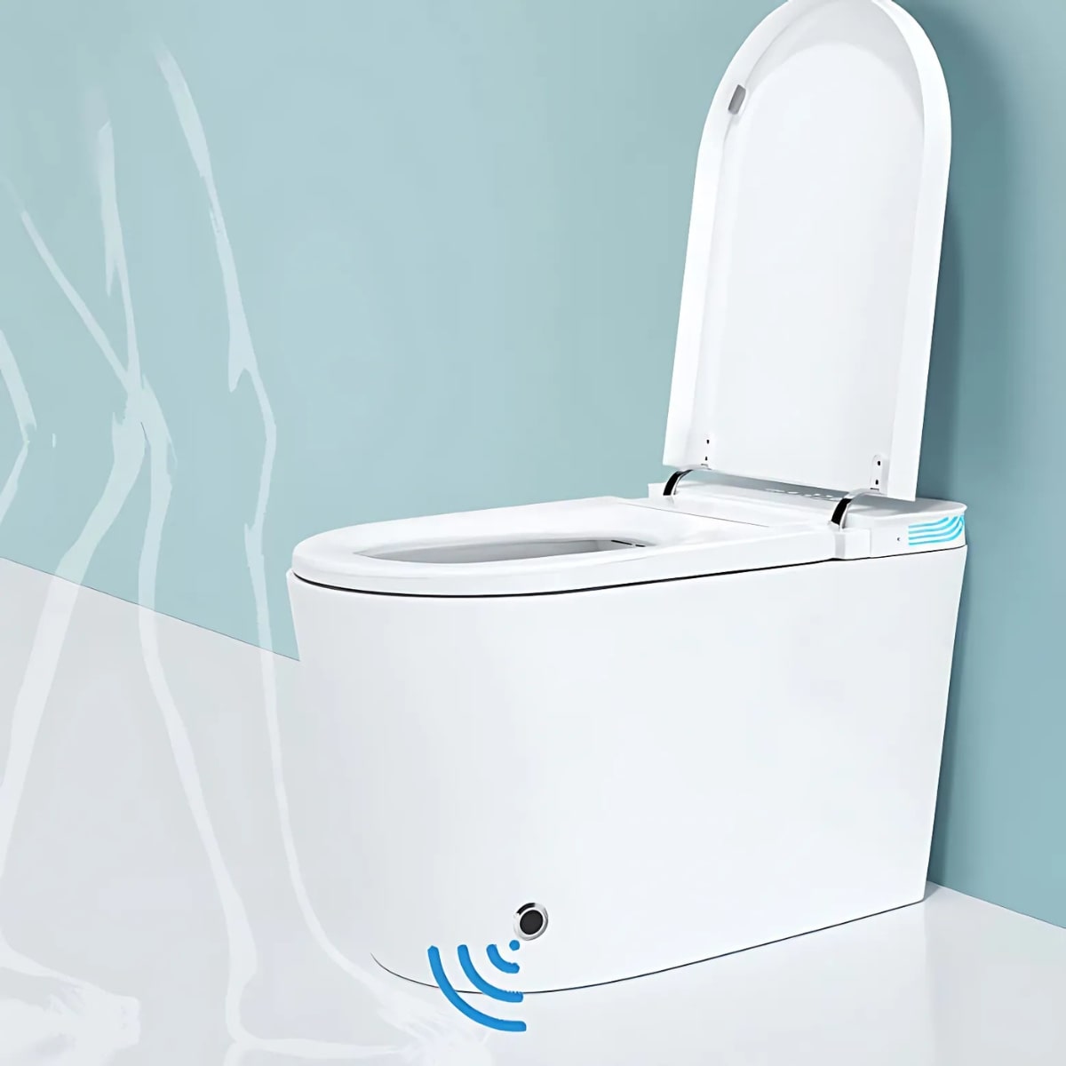 Smart toilet installation in a traditional lavatory, combining innovative features like touchless operation with the timeless appeal of a classic bathroom